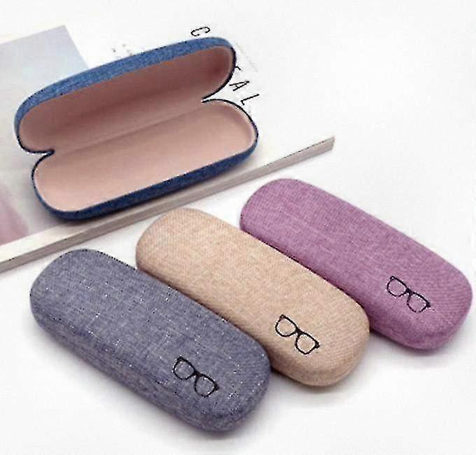 3-Pack Hard Shell Eyeglasses Case Protector with Linen Fabric for Large Glasses - Simplistic and Functional Design