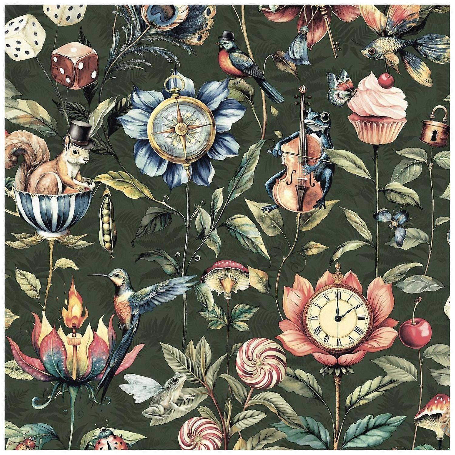 霍顿装饰好奇生物翡翠绿色壁纸