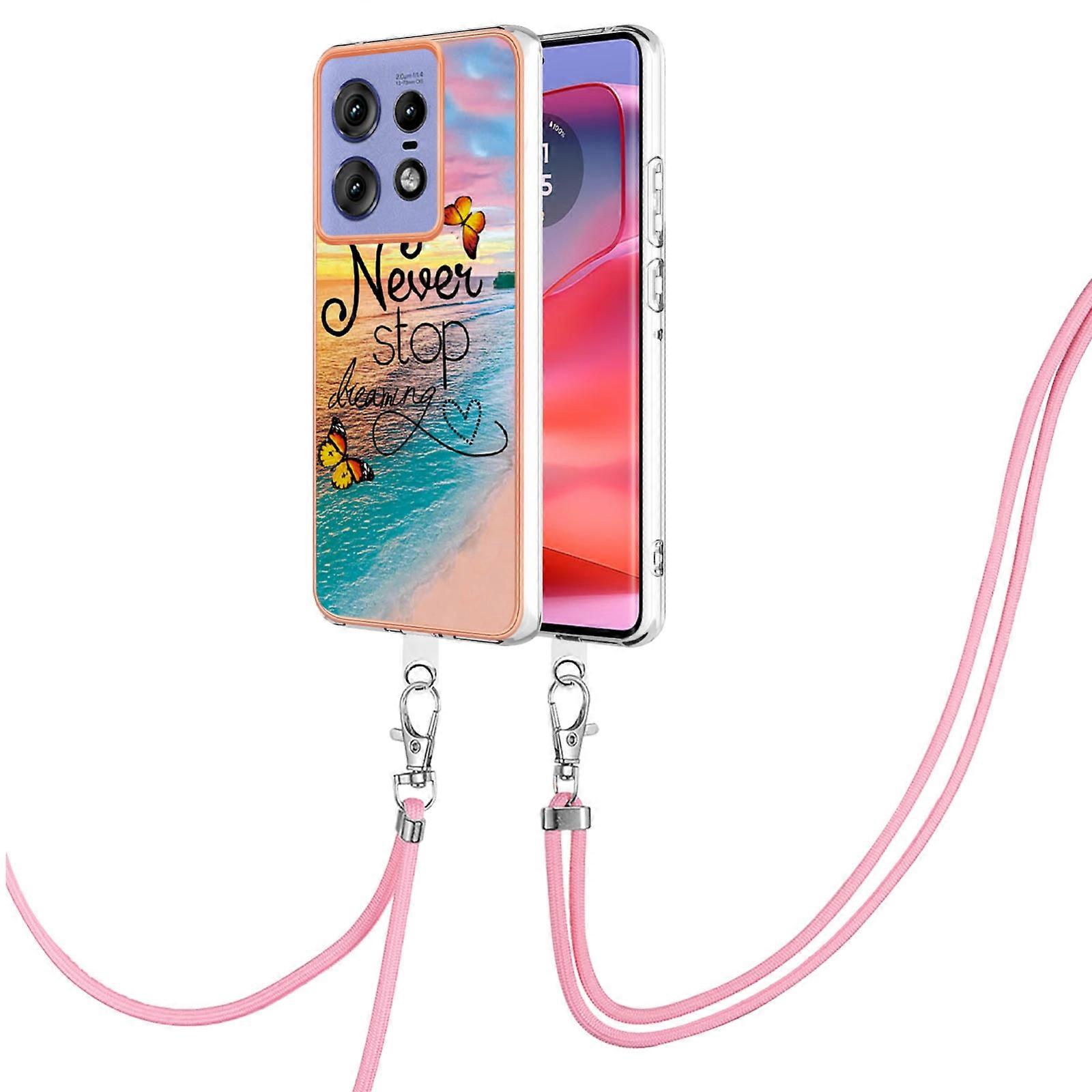 Electroplating Pattern IMD TPU Shockproof Case with Neck Lanyard