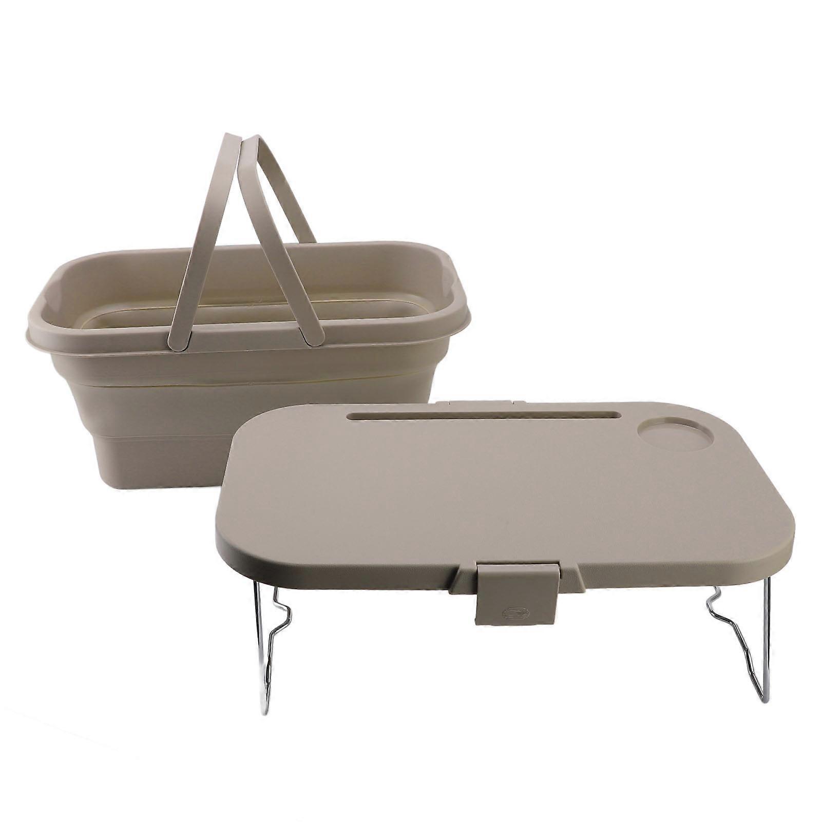 Collapsible Bucket with Table Handles Wash Basin Garden Harvesting Basket Picnic Collapsible Bin for Camping Hiking Coffee