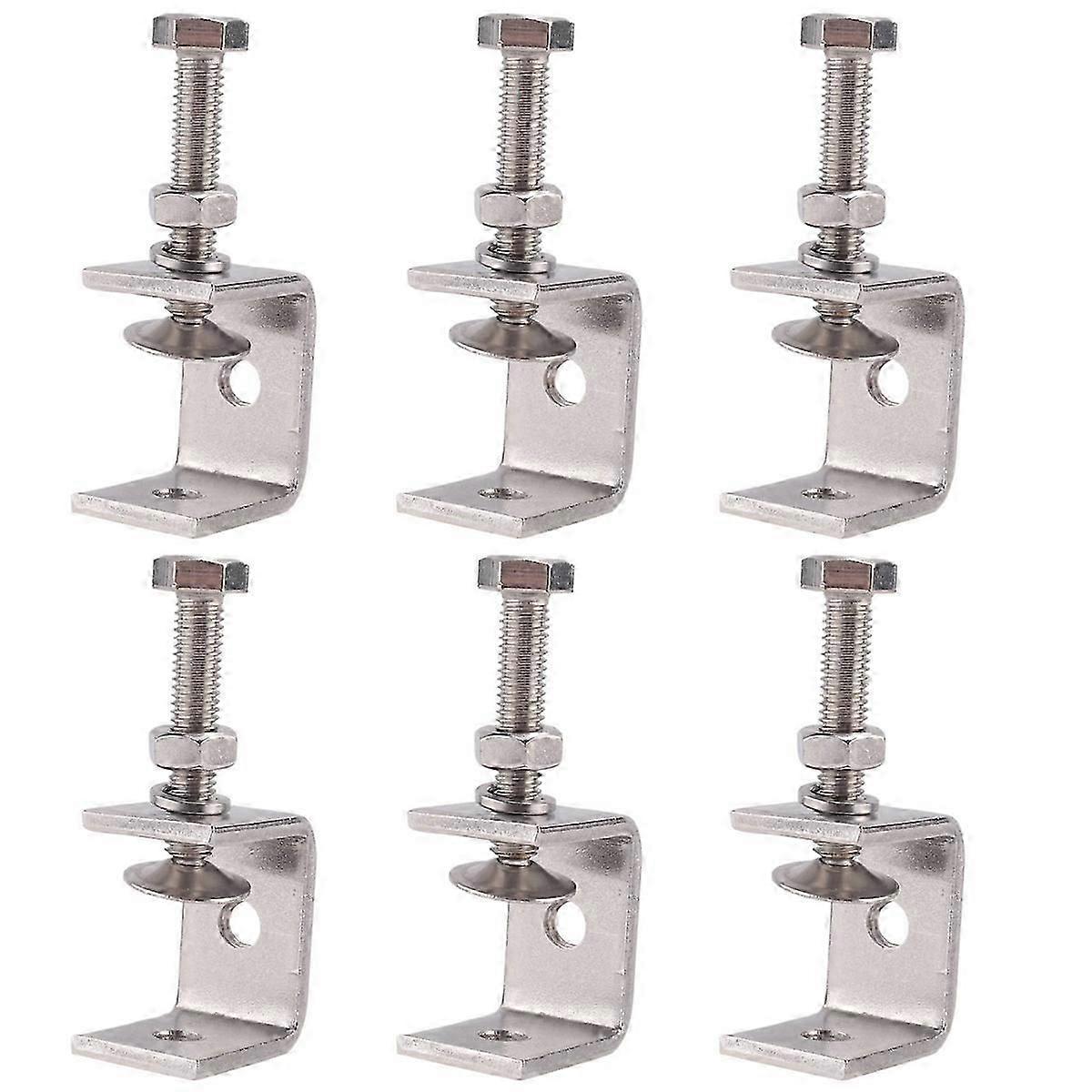 6Pcs C Clamps & U Clamps for Metalworking, Wide Jaw Desk Clamps with Non-Slip Pads for Workshop DIY