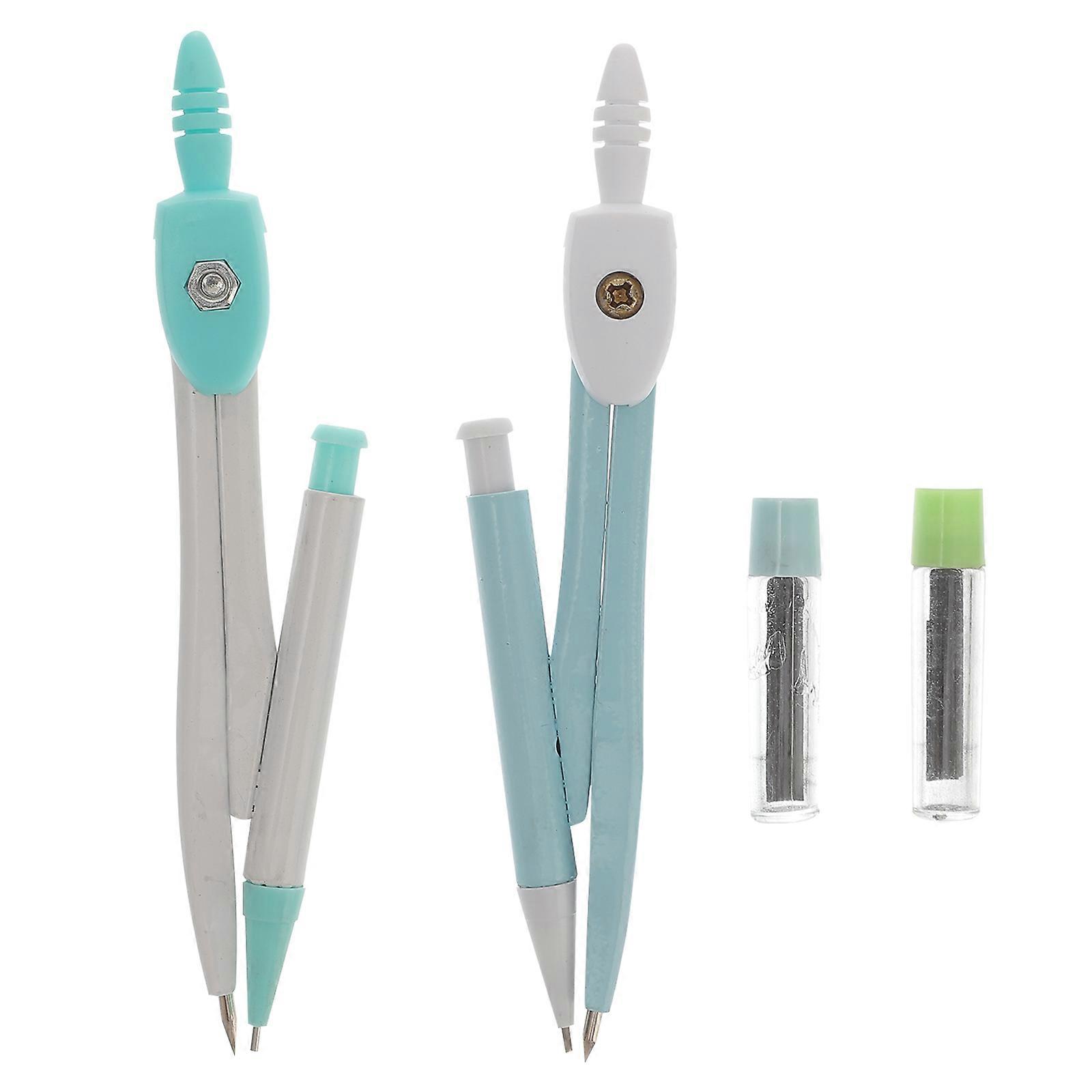 Blue Geometry Compass Set with Iron and Plastic for Drawing Lightweight Portable Student Stationery 4 Sets