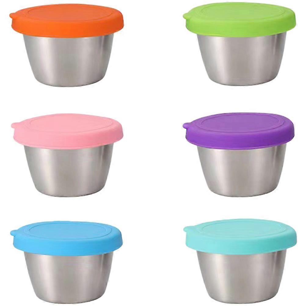 Stainless Steel Dipping Sauce Cups with Lids for Storage Assorted Color 6 Pieces