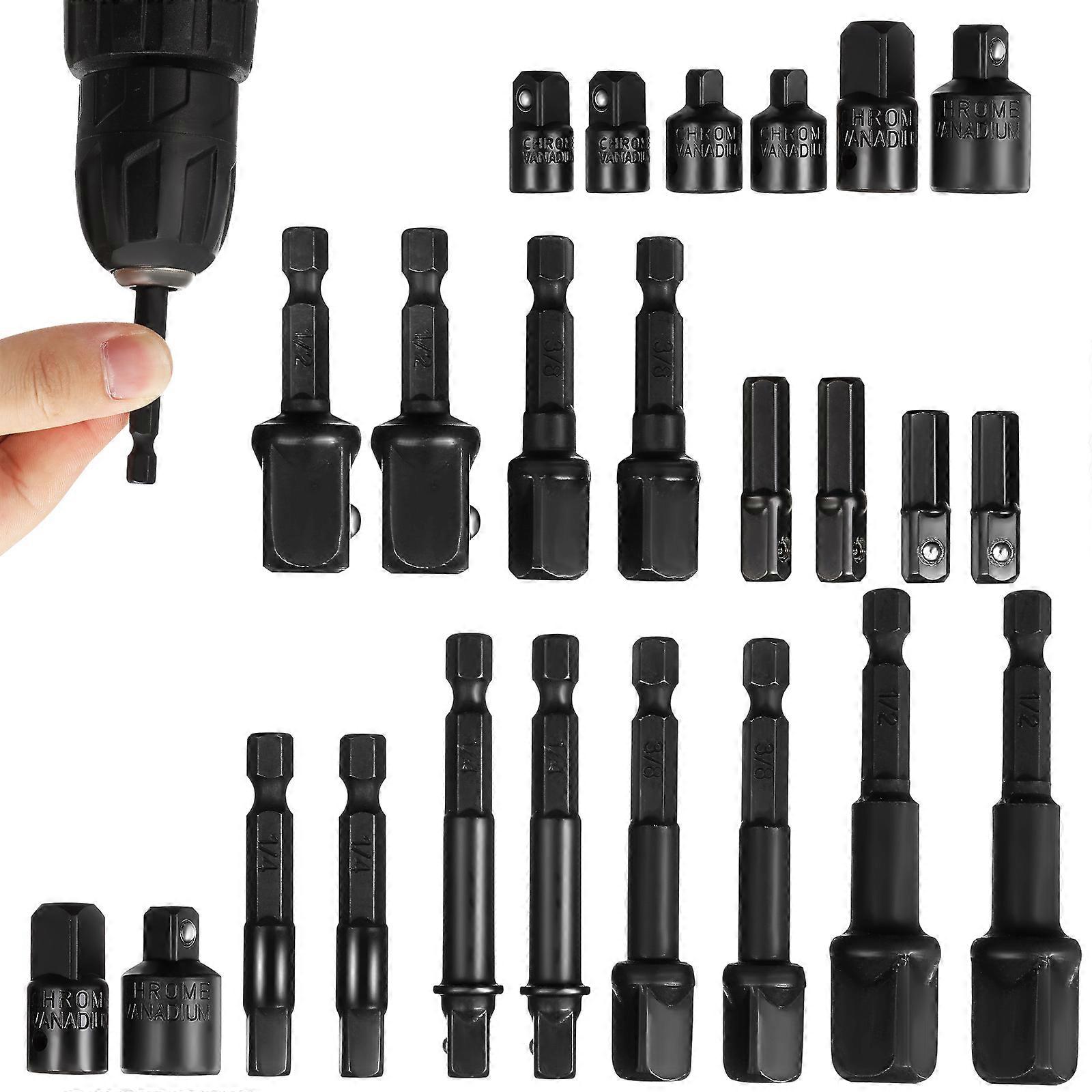 Nut Socket Adapter Set Impact Extension For Automotive Heavy-duty Applications Black 1Set