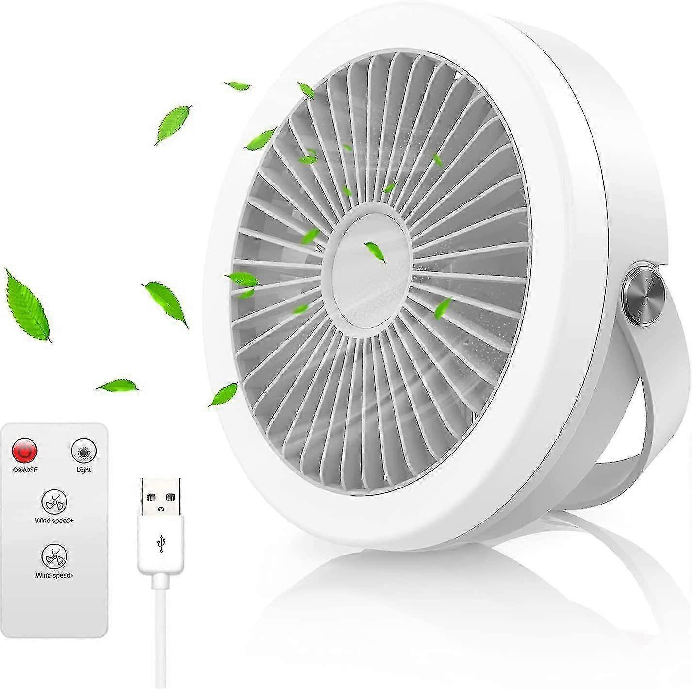 Camping Fan with LED Lantern, 2 in 1 Rechargeable Portable Tent Fan with Remote Control (White)
