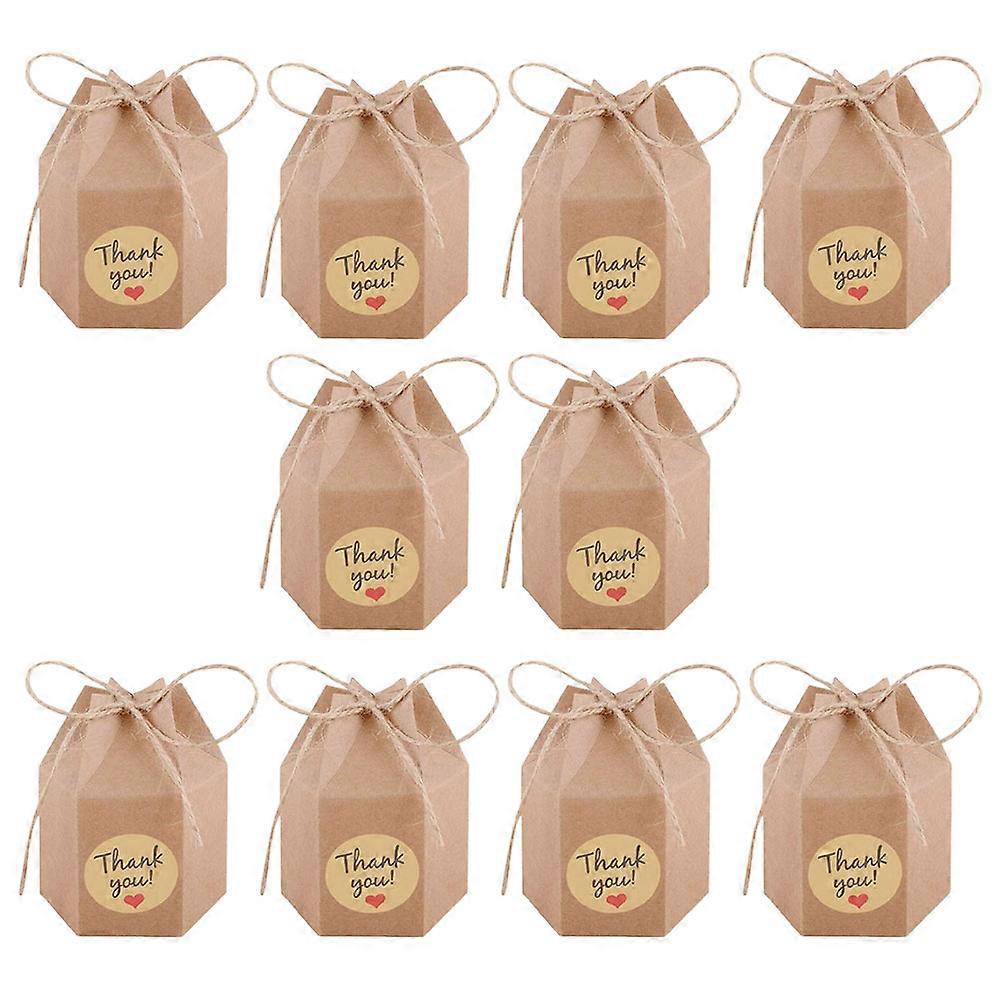 Wedding Packaging Box Candy Container Box Presentation Simple Beautiful Brown 7*9cm 50Sets