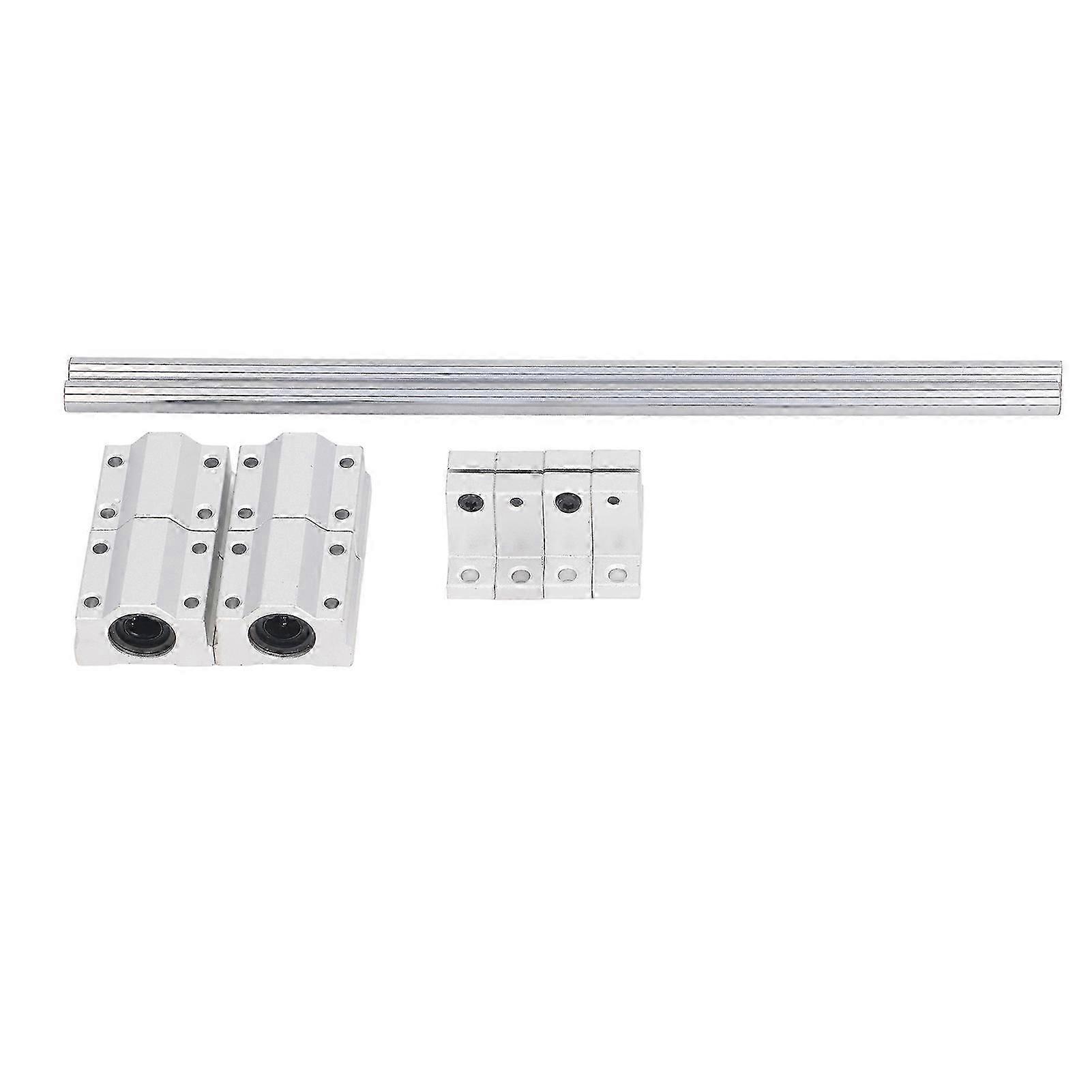 4Pcs Linear Motion Ball Bearings with 2Pcs Metal Shaft Rods Slide Block Support Mount Kit for CNC Machine Tool Shaft 10?200 Set
