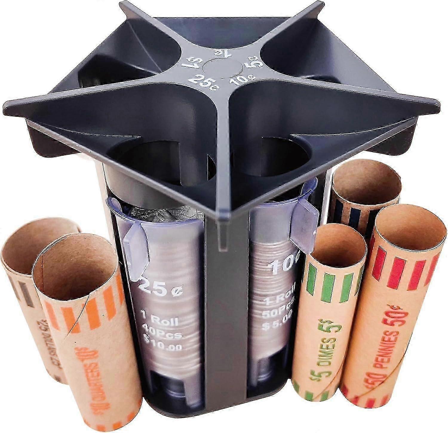Coin Counter Coin Sorter Tube, Change Sorter Tube Coin Counter, Creative 5-in-1 Change Sorter Coin Organizer, Change Counter Machine Coin Roller