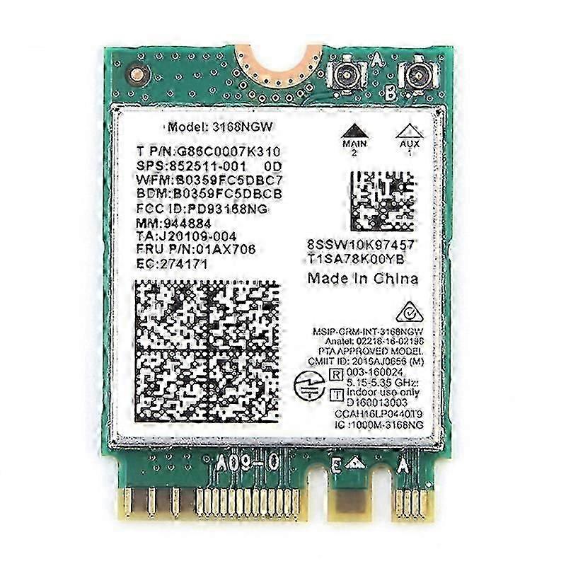 Dual Band Wireless for 3168 3168NGW 433Mbps Bluetooth 4.2 802.11Ac NGFF WiFi Network Card