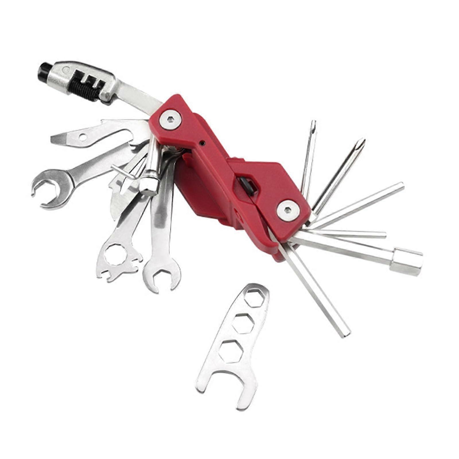 Folding Hex Wrench Screwdriver - Multifunction Bicycle Repair Tool For Mountain Bikes, Compact Red Allen Key Set