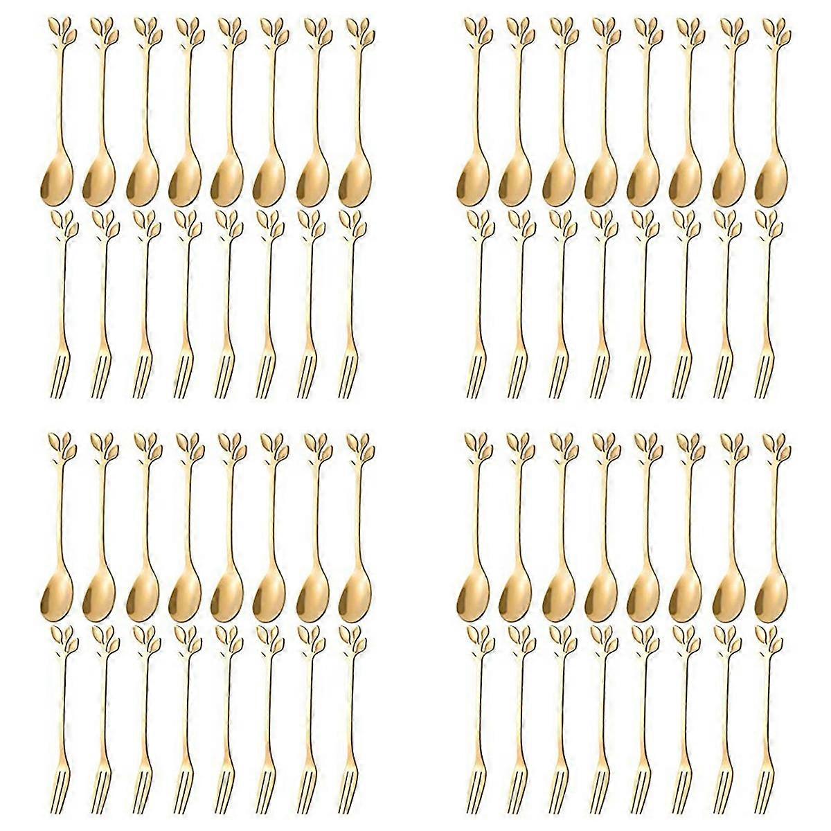 20PCS Dessert Spoon and Fork Set Fruit Fork -Gold