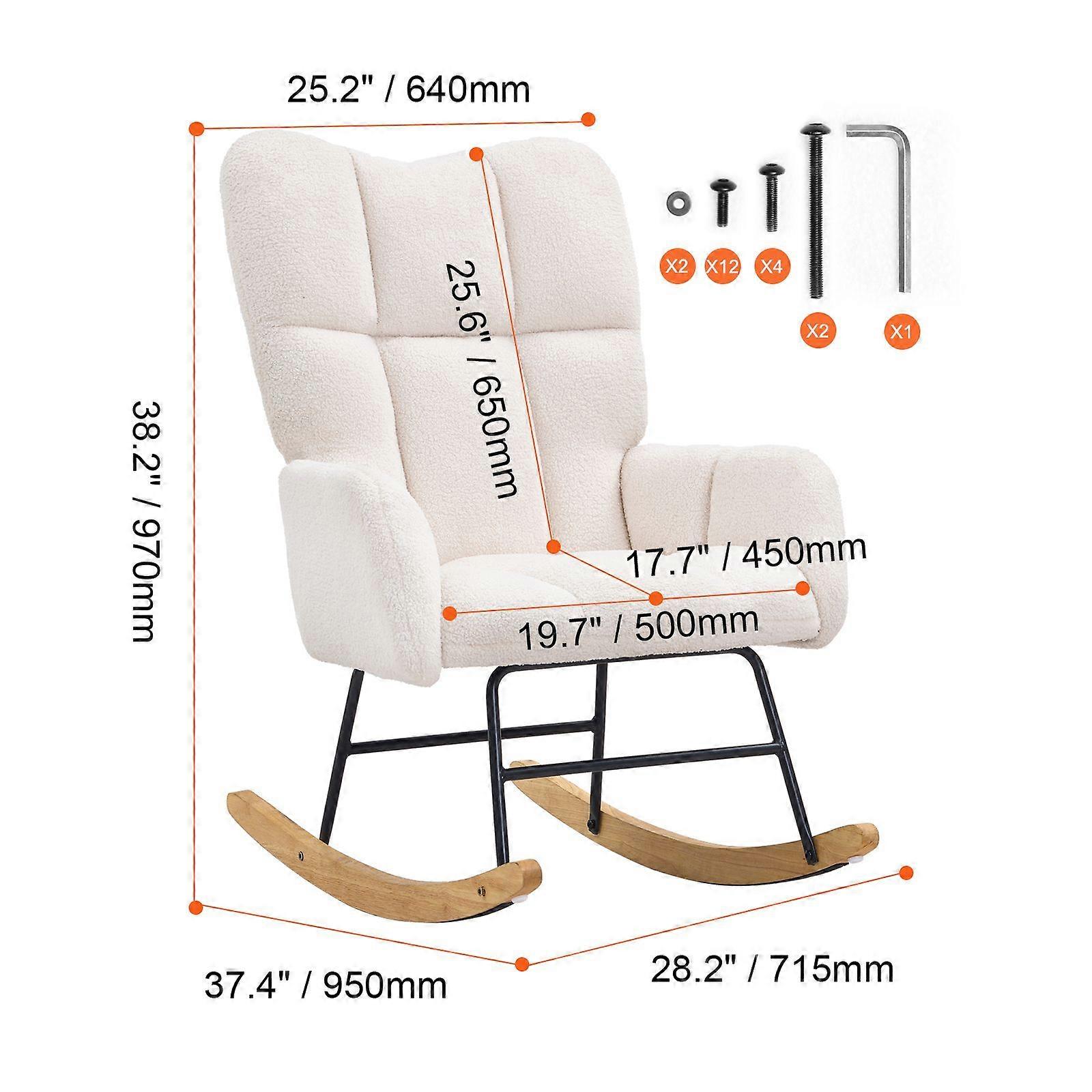 Nursery gyngestol, £ 250 Vekt kapasitet Teddy Fabric polstret Glider Rocker  Chair med mykt sete og høy ryggstøtte, sykepleie stol | Fruugo NO, image size:1600x1600