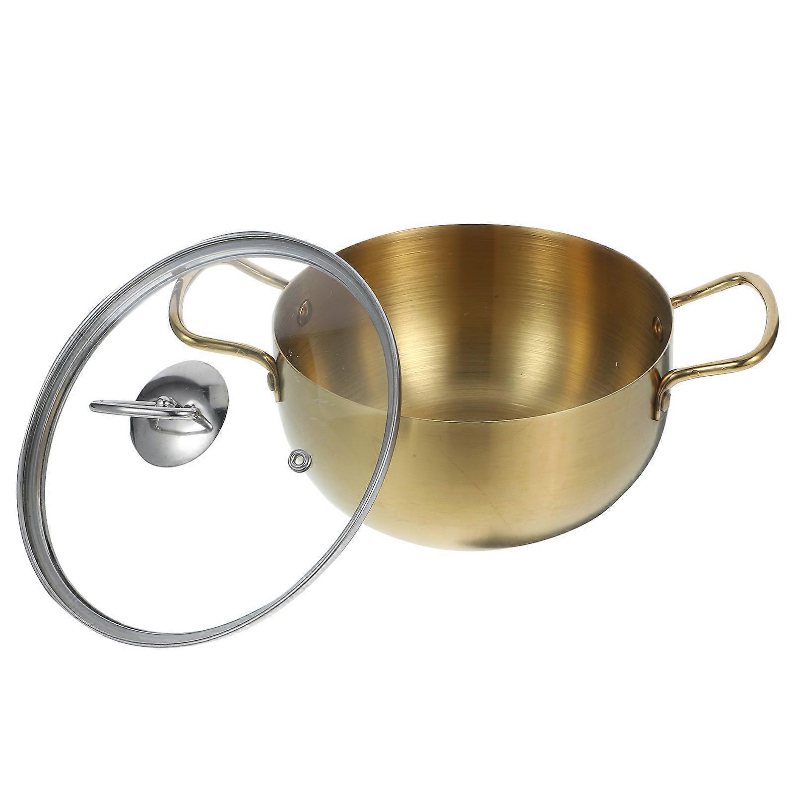 Ramen Stockpot Household Cooking Pot Stewing Soup 19.00X19.00X16.00CM Golden 1 Set