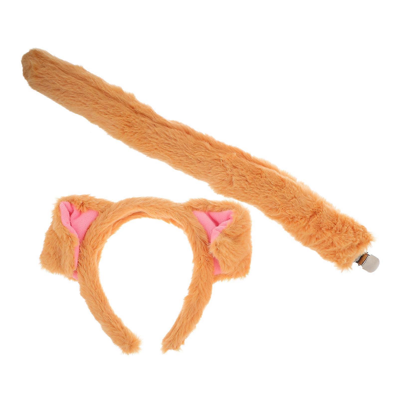 Plush Dog Ears and Tail Headband Costume for Halloween and Animal Theme Parties – Soft Cartoon Hair Band with Comfortable Elastic Fit