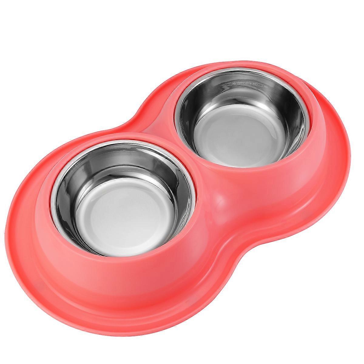 Dog Water Bowl Popetpop Pet Double Bowl Cat Feeder Keeps Feeding .0X7.5X2.4in 1Pc