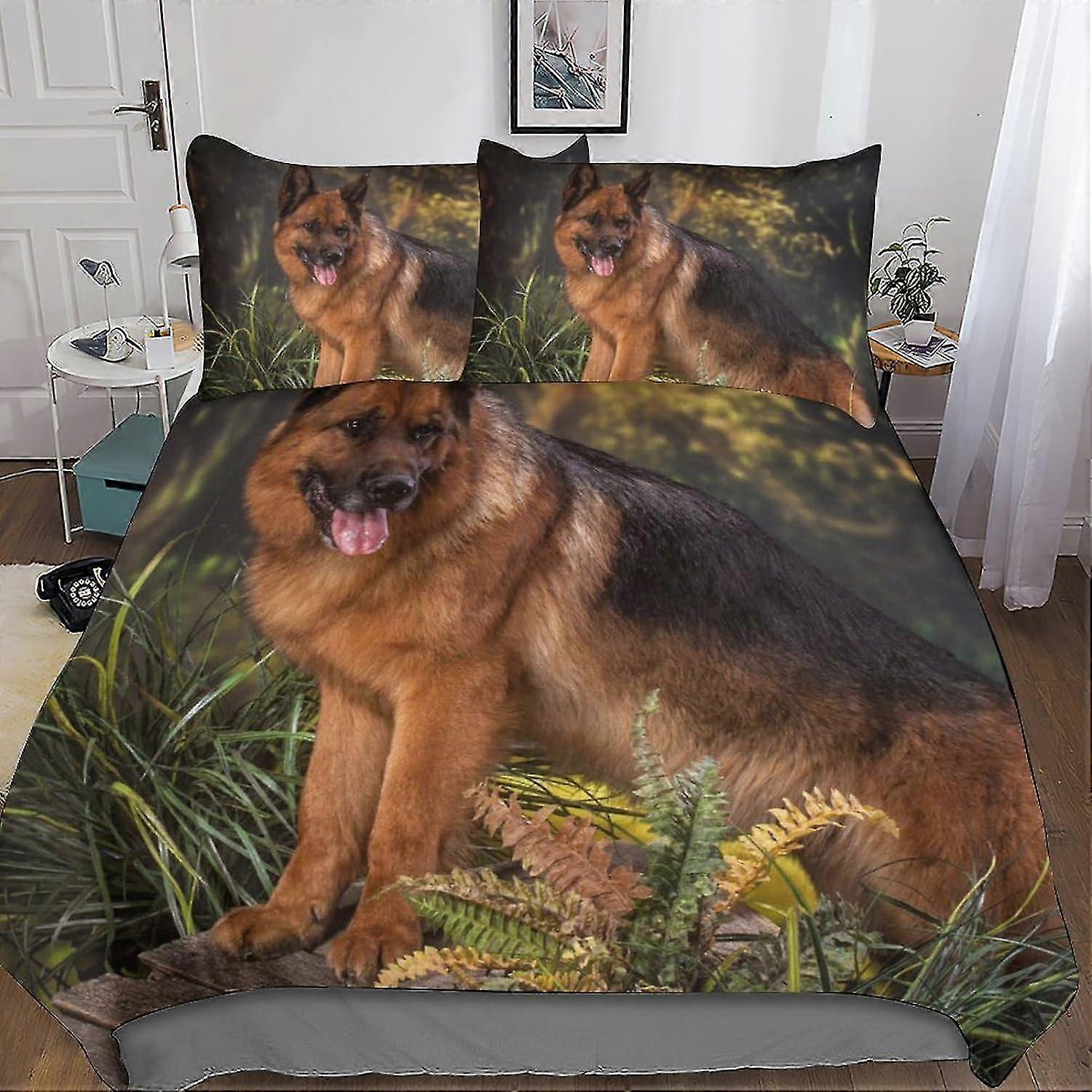 3D Printed Bedding Set for Children Teens with Microfiber Animals Quilt Cover and Pillowcase, Suitable for German Shepherd