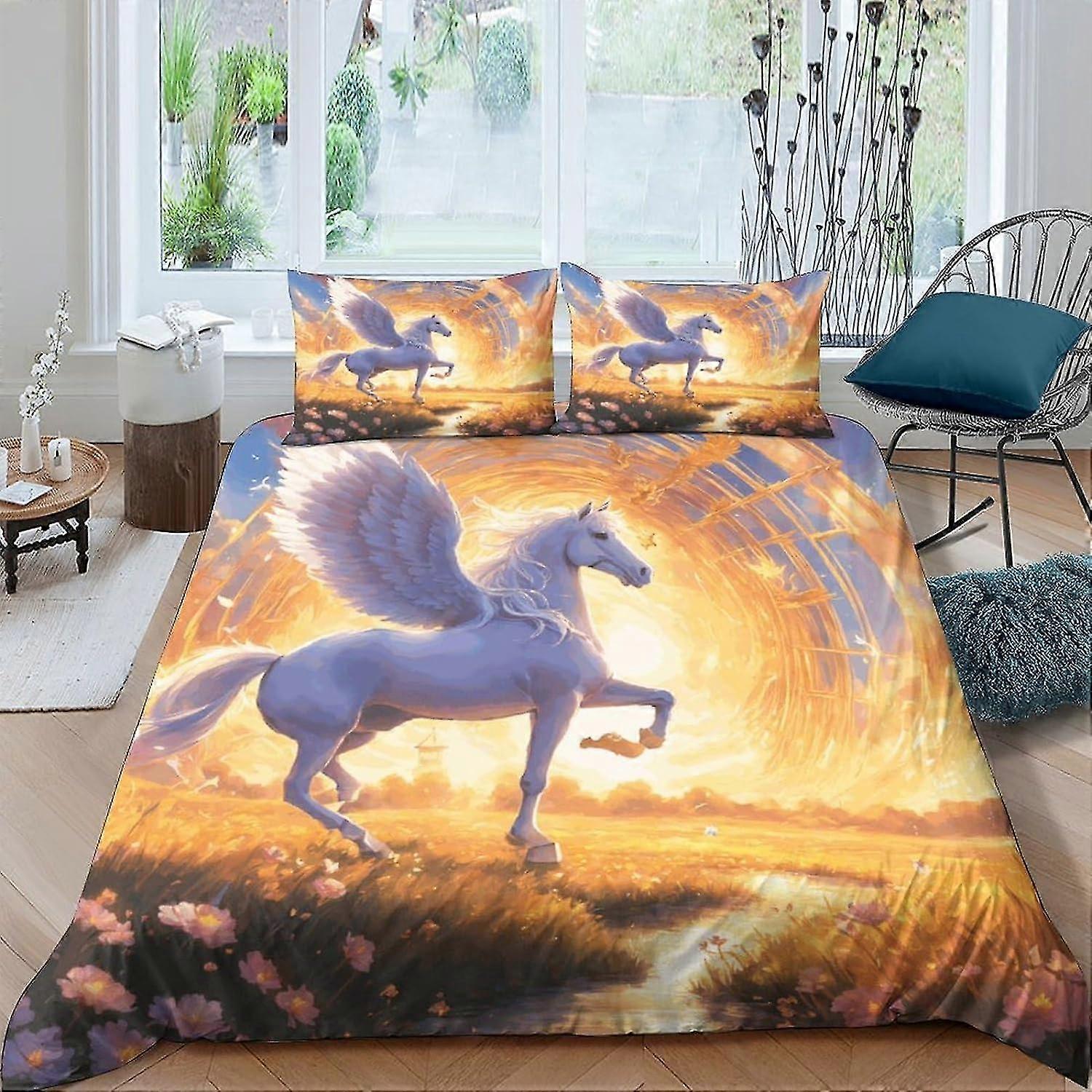 Soft Lightweight Animal Pattern Duvet Cover Set with Zipper Closure - Suitable for King Size