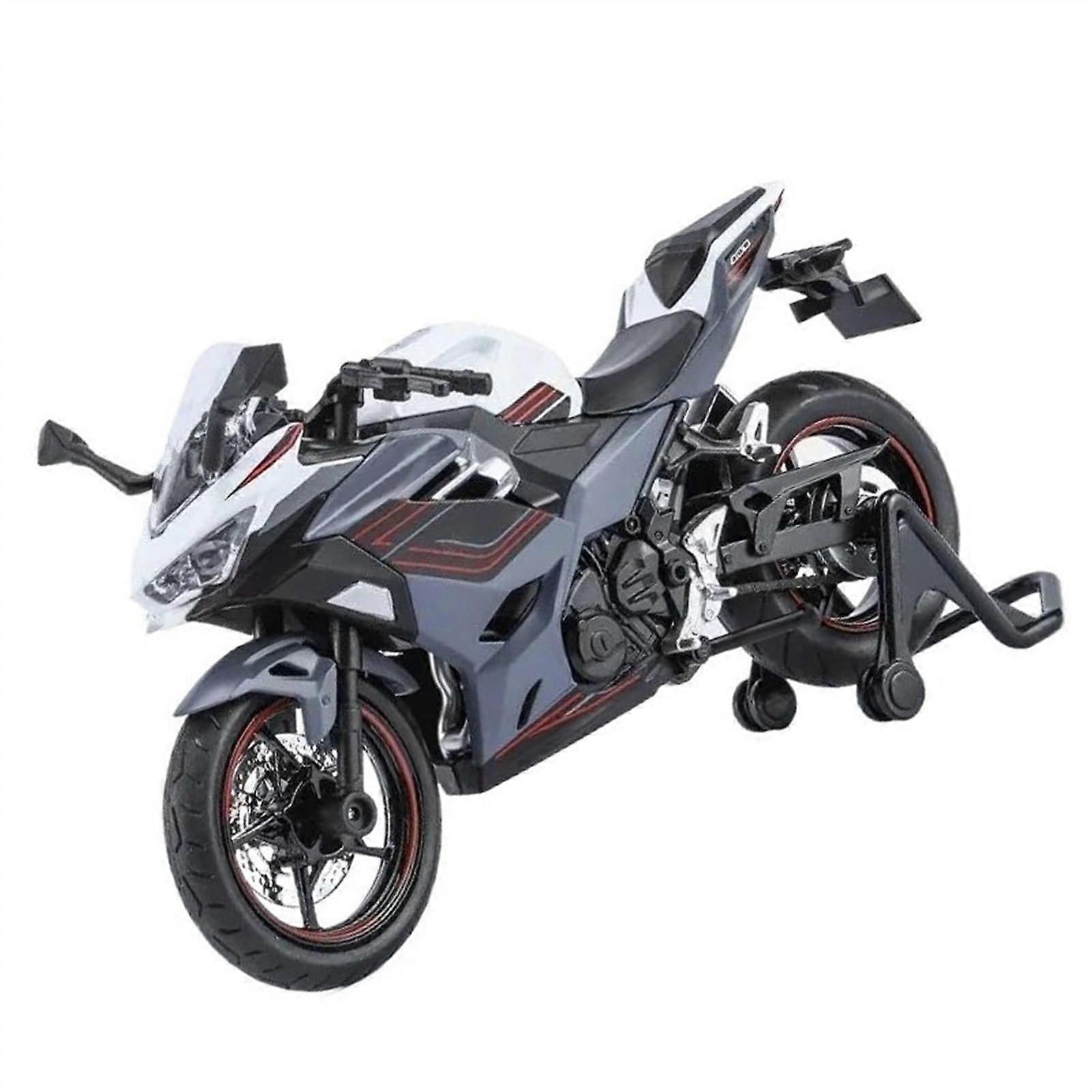 Kawasaki Ninja 400 Scale Model 1:12 Diecast Metal Motorcycle Collectible Gray with Detailed Features