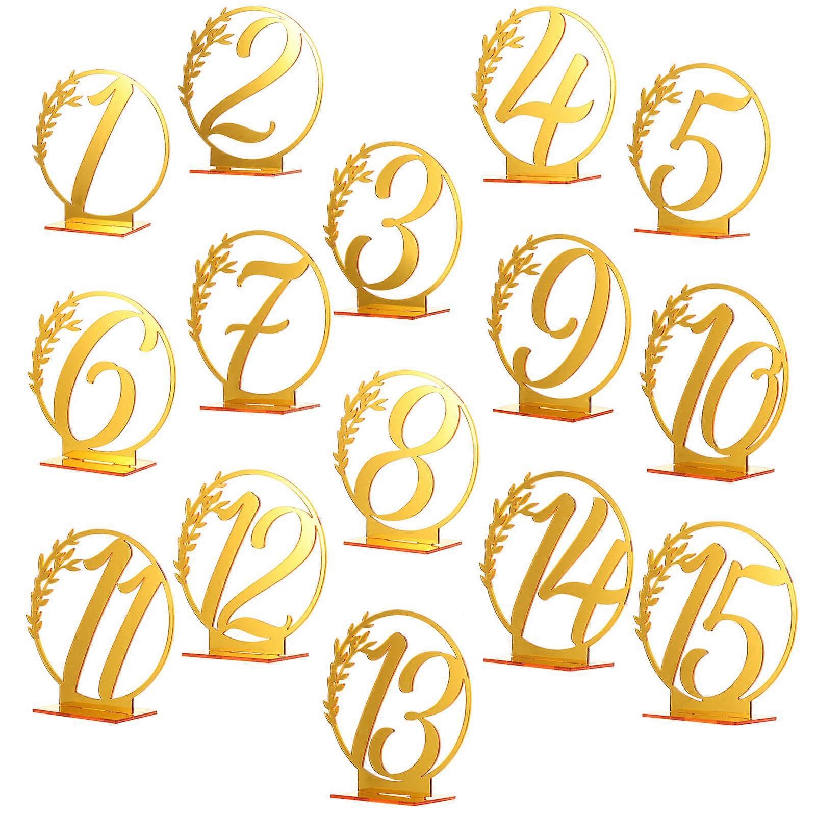 15pcs Acrylic Wedding Table Numbers with Leaf Lace Design for Banquets, Parties & Restaurants – Elegant Reserved Seating Markers & Centerpiece Signs