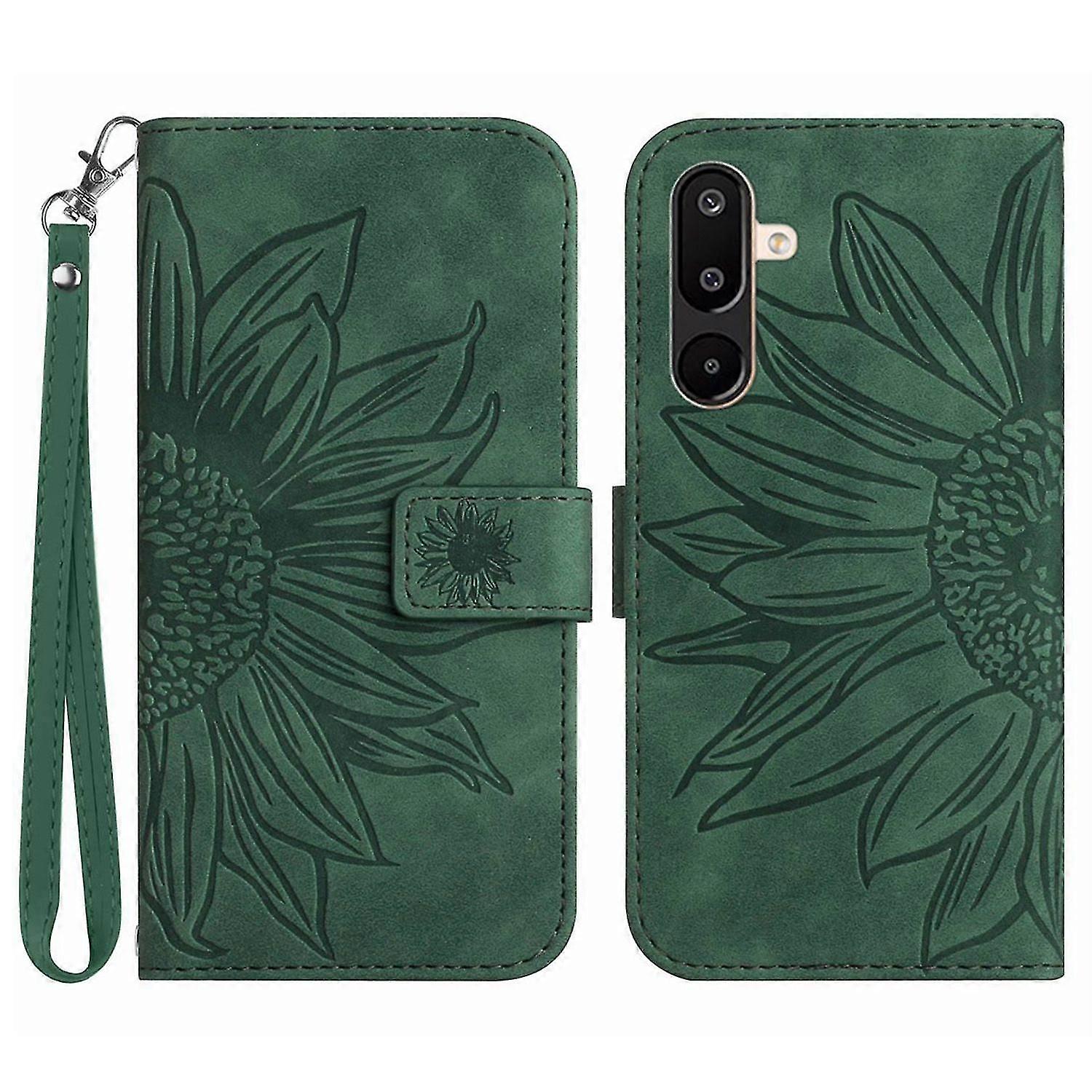 For M16 5g/f16 5g Case Imprint Wallet Phone Cover With Wrist Strap