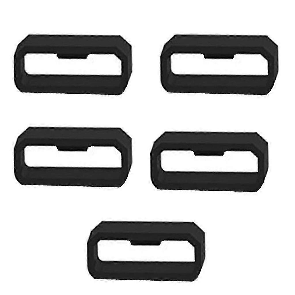 Silicone Watch Bands Black Strap Loop Ring for 20/22/26mm Holders