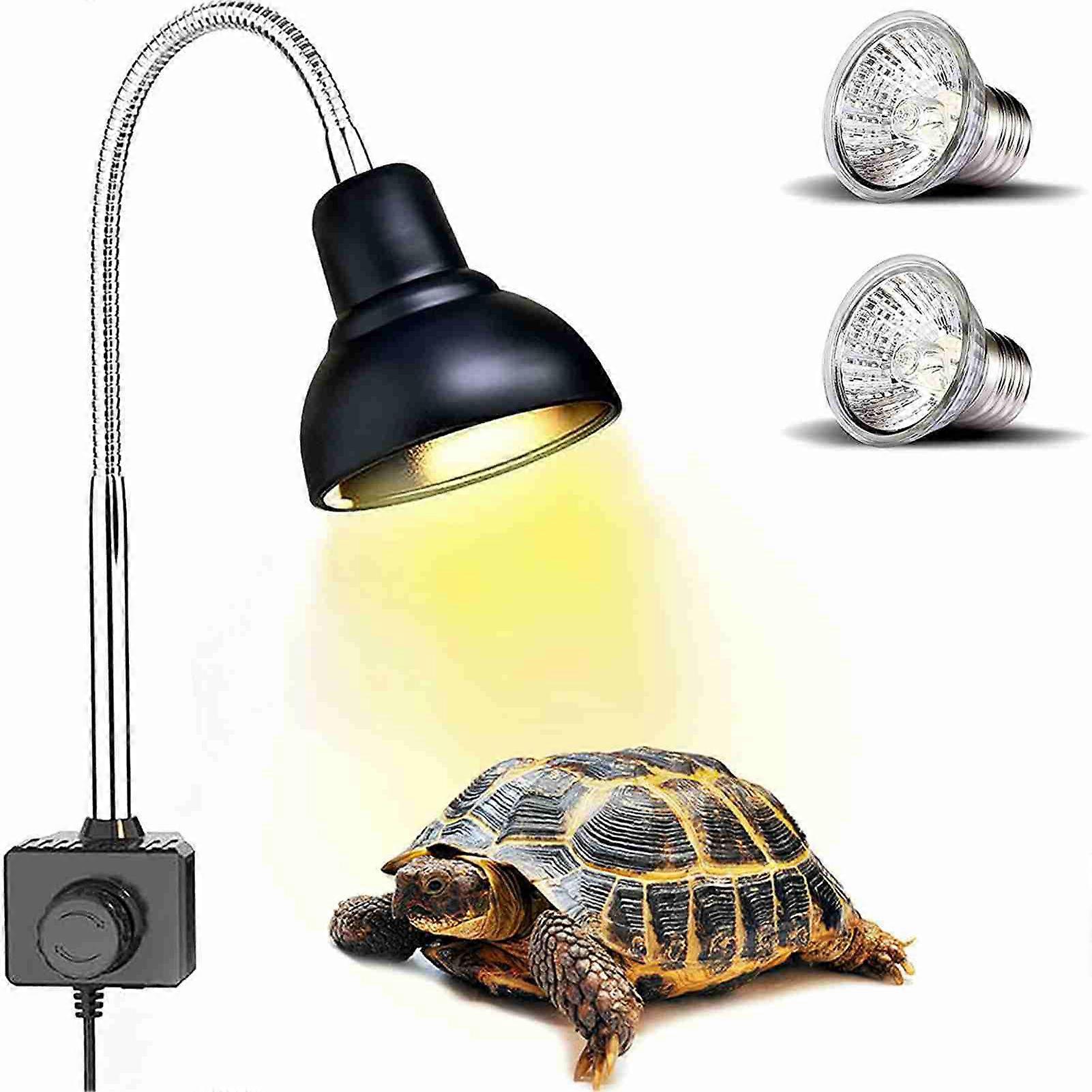 Heating UVB Reptile Light 50W 70W Bulbs Clamp Basking Lamp for Lizard Aquarium Tank with 360° Rotatable Clip and Adjustable Temperature Switch