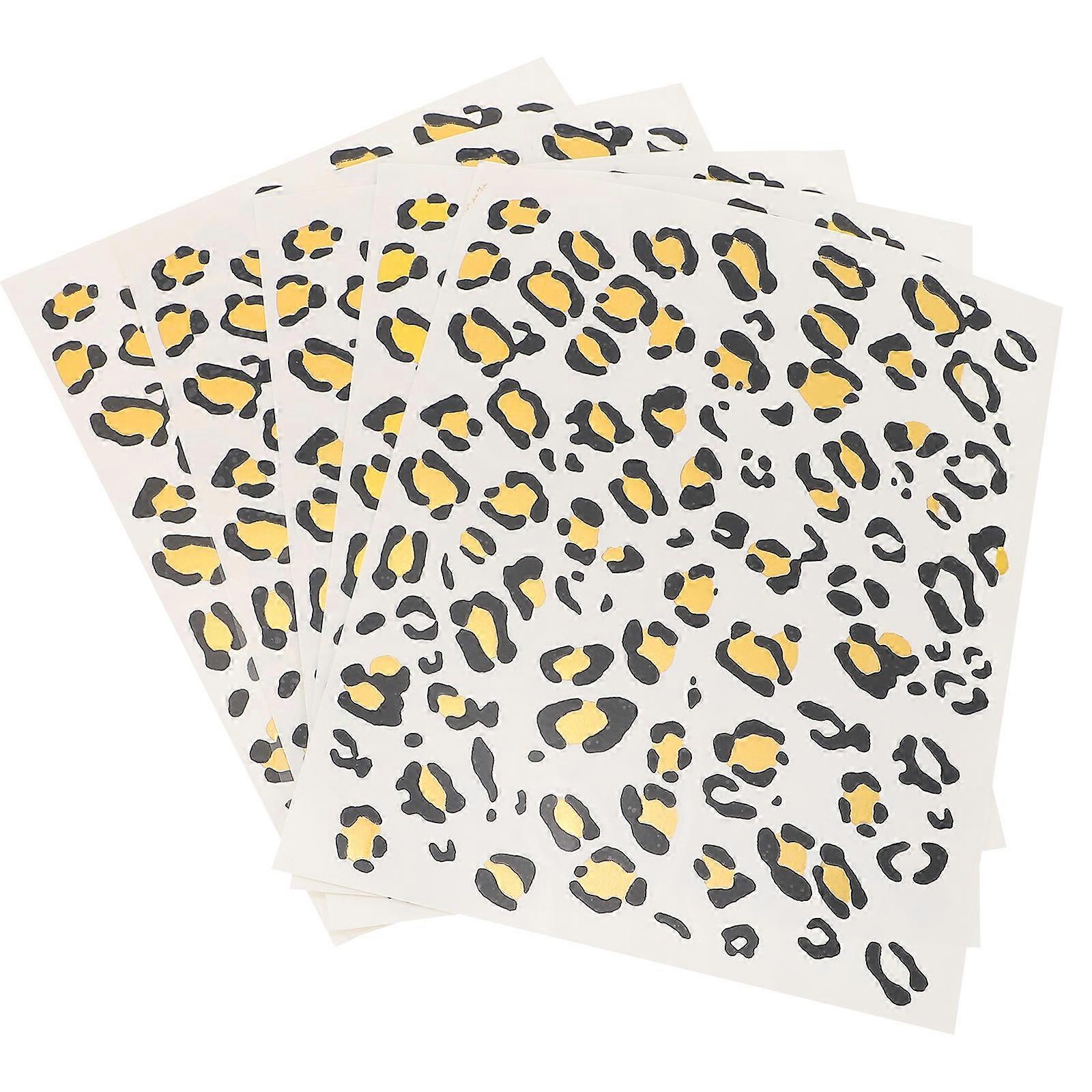 Leopard Print Stickers Temporary Removable Headband Decoration Assorted Color Water Transfer Printing 5 Sheets
