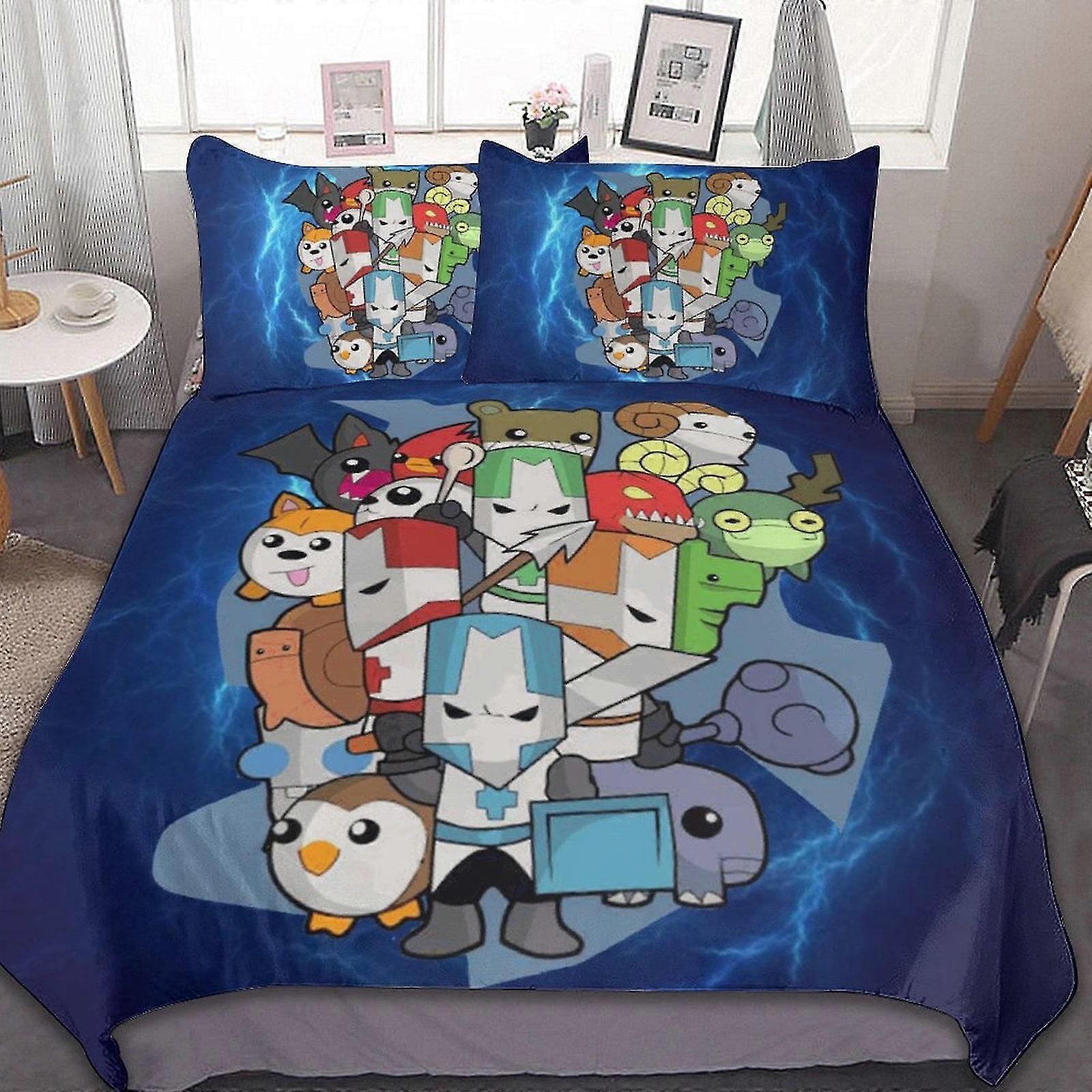 Castle Crashers 3 Pcs Bed Sheets Set Breathable Duvet Cover with 2 Pillow Shams Soft All Seasons Bedding Set