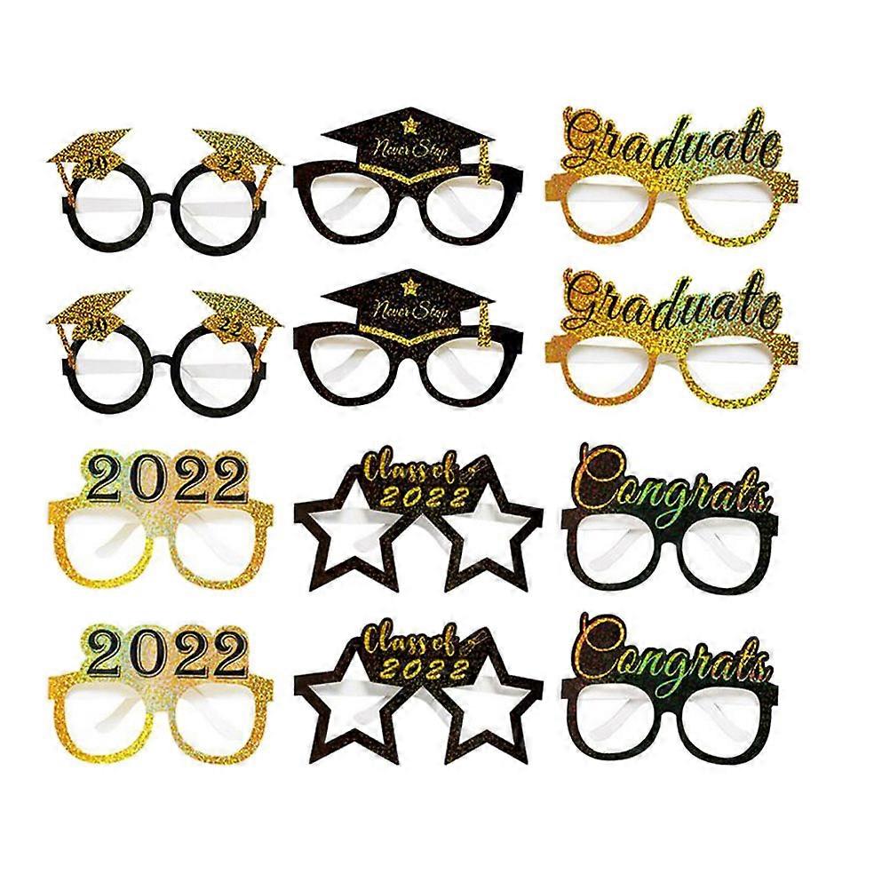 Paper Graduation Glasses Graduation Party Accessories Graduation Photography Props Assorted Color 12Pcs
