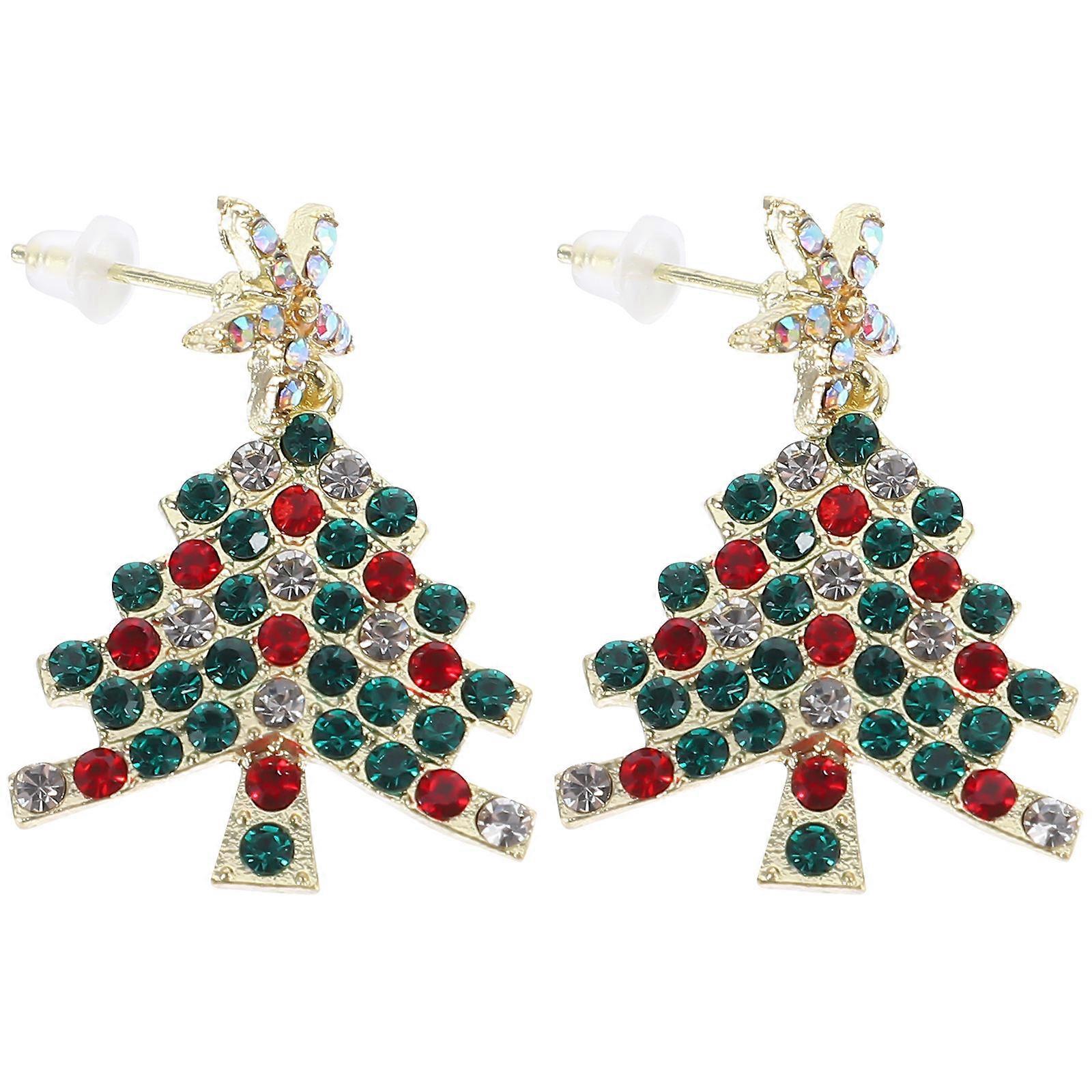 Ear Decor Christmas Tree Ear Studs Adorable Design Multi-Colored 1Pair