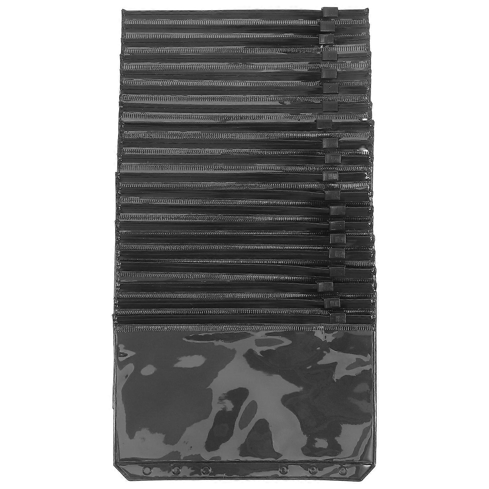 Clear Pocket Folders Binder Pockets Zipper Folders A6 Size Black Color for General Users 20Pcs