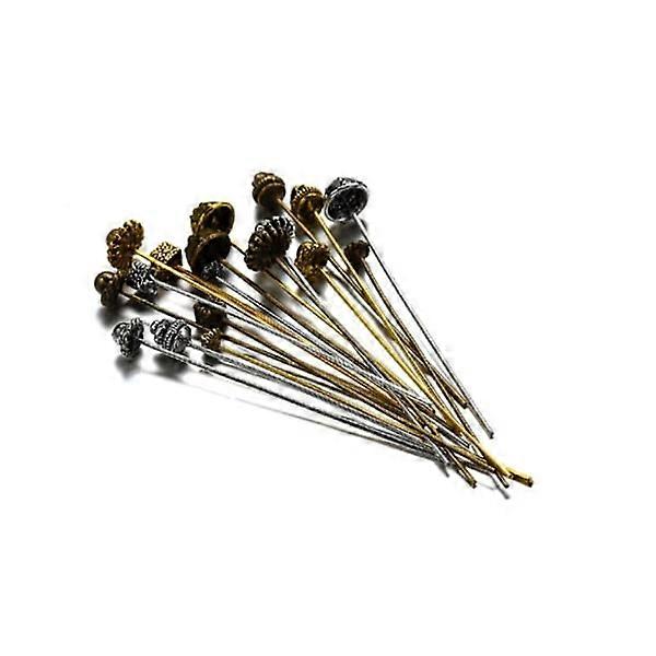 60 Pcs Jewelry Head Pins Flower Needle Long Metallic Head Pins