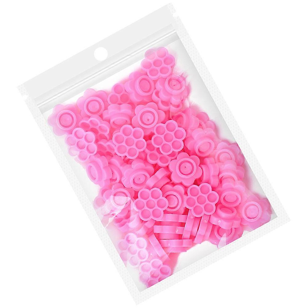 False Lash Glue Cup Hold Eyelashes Rosy Star Shape Compact Design Prevent Glue Drying Makeup Artists 100Pack