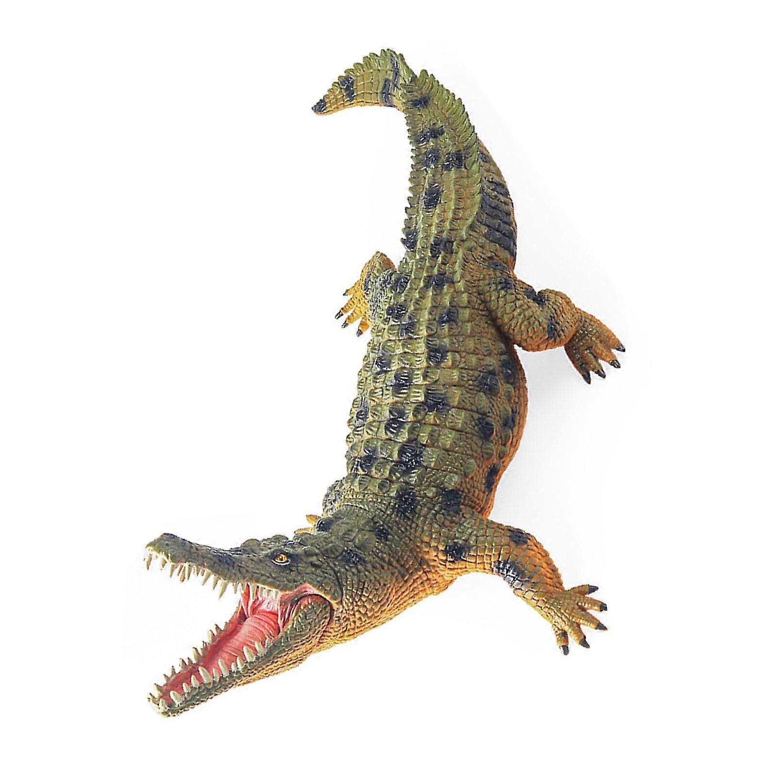 Realistic Alligator Model Figurine Toy With Movable Jaw For Educational Play And Home Display Life Like Detailing  Green