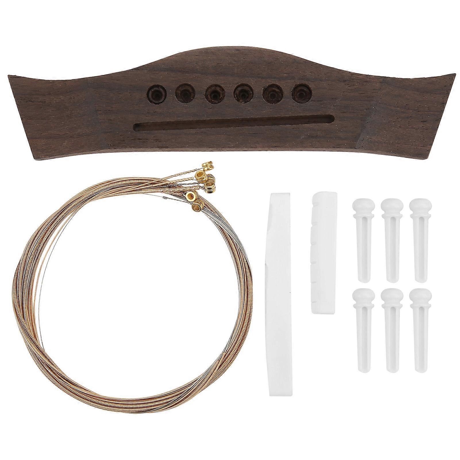 Guitar Bridge Set String Stud Bovine Bone Nut Saddle Stringed Instrument Replacement Parts