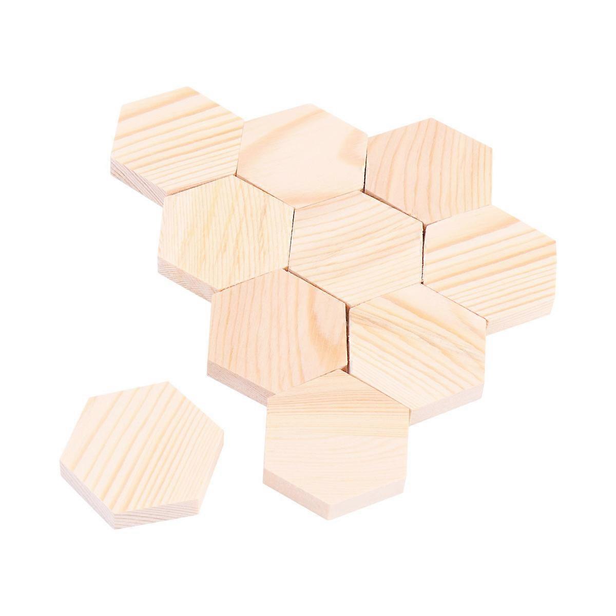 10PCS Wooden Plank Polygonal Wood Block Hexagon Profiled Solid Wood Manual DIY Special Shaped Boards for Crafts Size 1