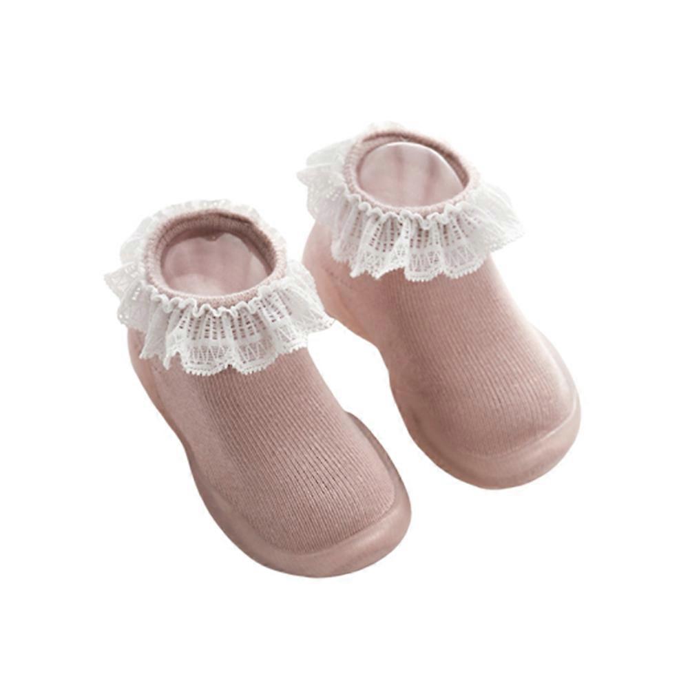 Baby Floor Socks with Skid Proof Bottom for Safe Walking Soft Cotton Pink Conventional Thickness Fits Four Seasons Size 22/23