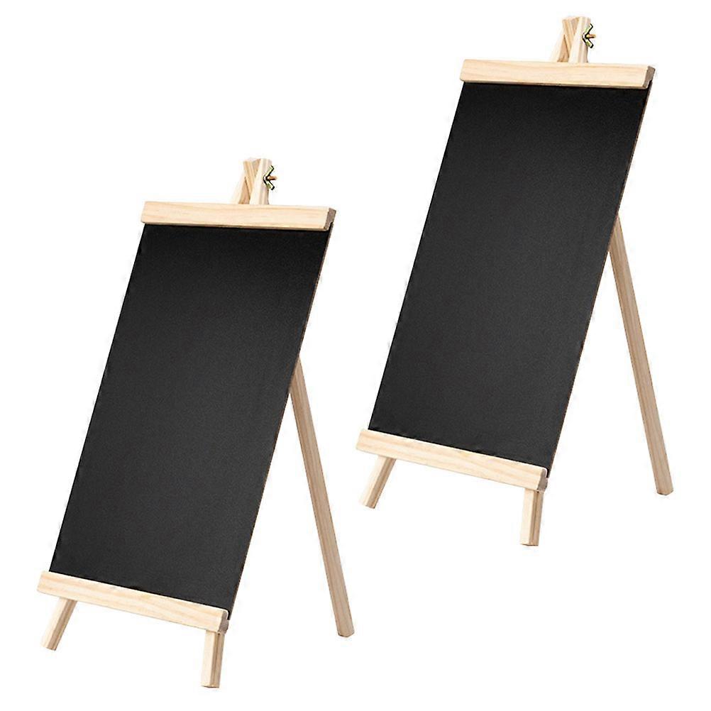 2Pcs Black Chalkboard Sign for Home Use Wooden Tabletop Note Board with Reusable Design