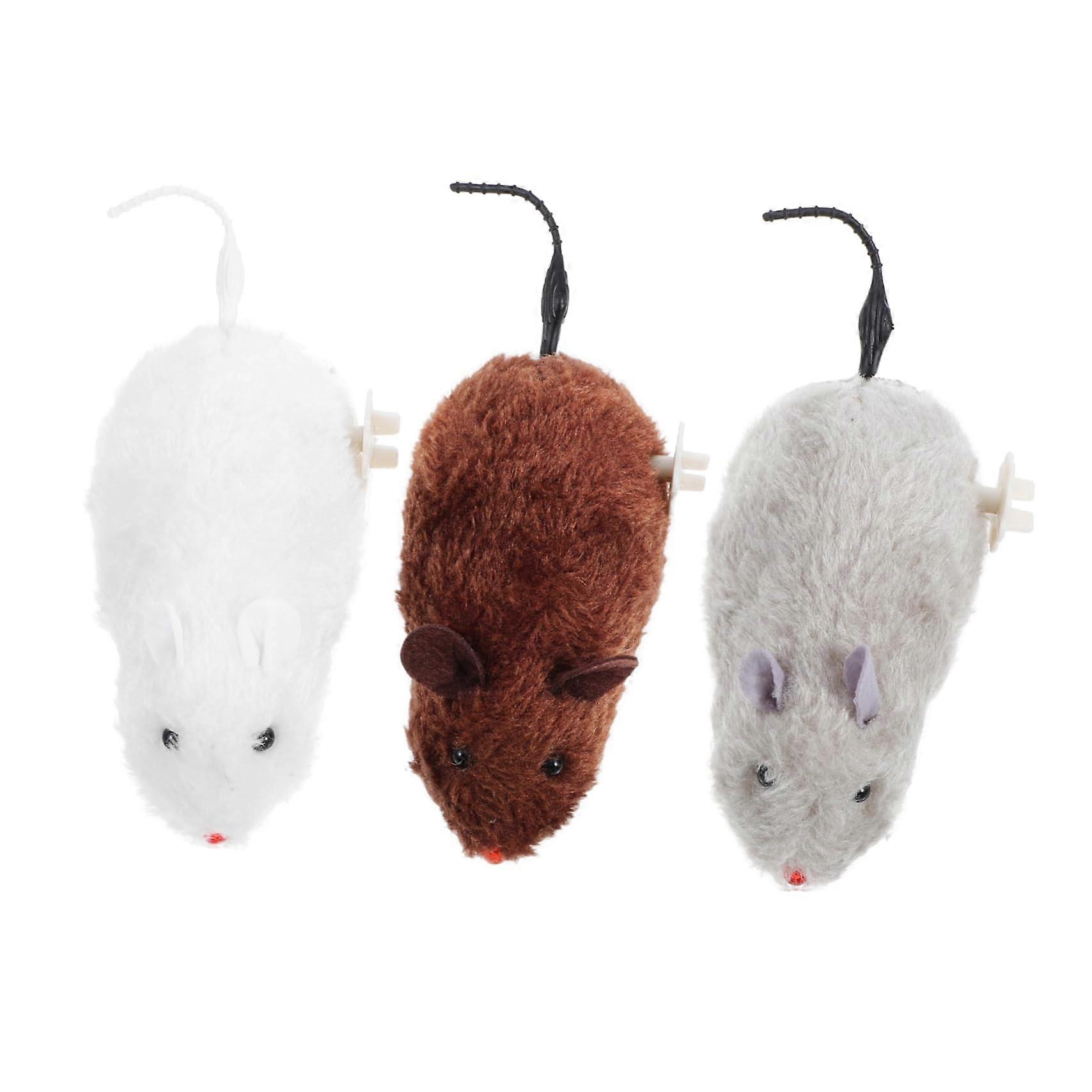 3 Pieces WindUp Mouse Cat Toys, Realistic Plush Mice for Indoor Cats, Interactive Chew Toy, Mouse Toy, Realistic Cat Toys