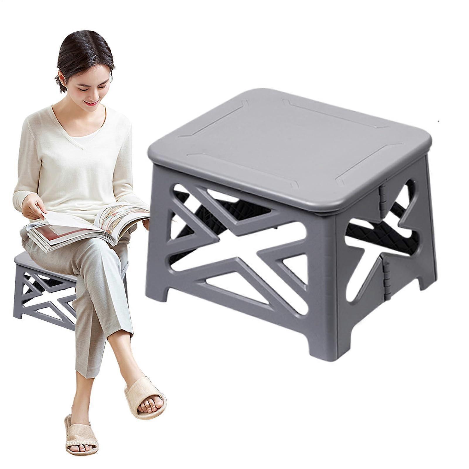 Foldable Toilet, Camping Toilet Portable with Lid Stool Weight 100 kg Gray