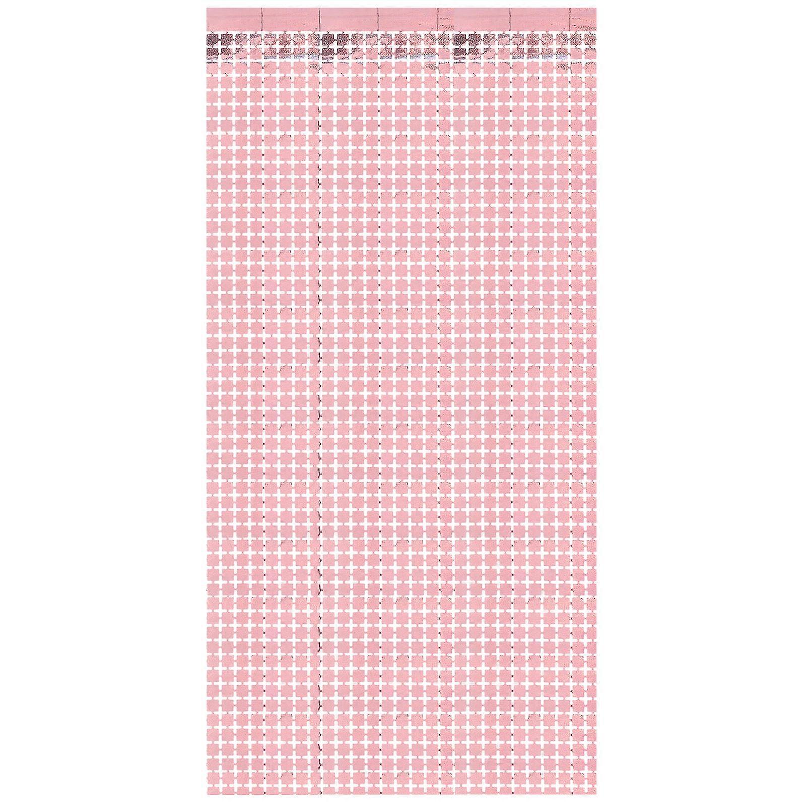 Pink Foil Fringe Curtain Backdrop for Decorating PET Party Decorations 70in x 98in