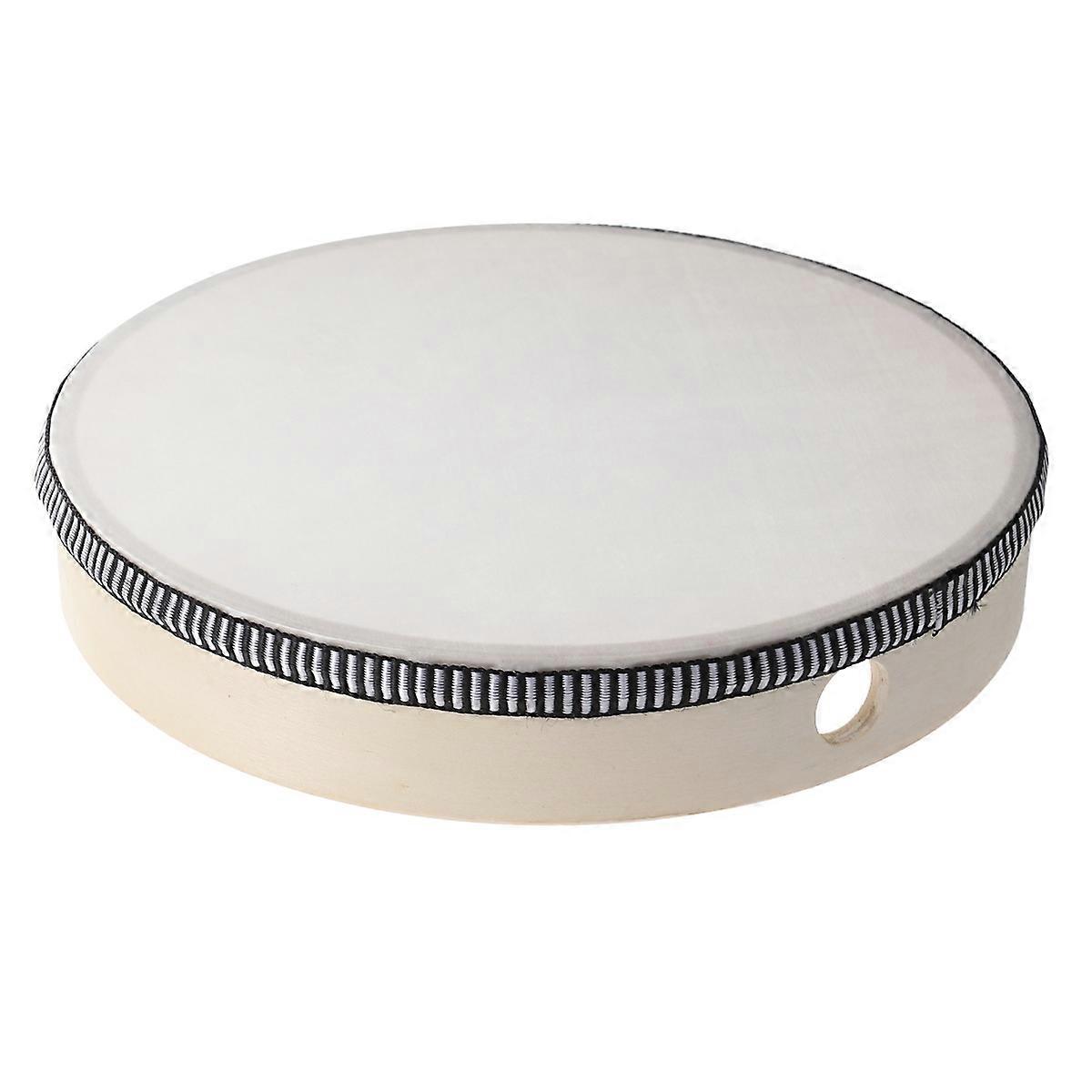 Beige Wooden Tambourine Hand Drum for Kids to Explore Music and Develop Skills 8.5 x 1.2 inches