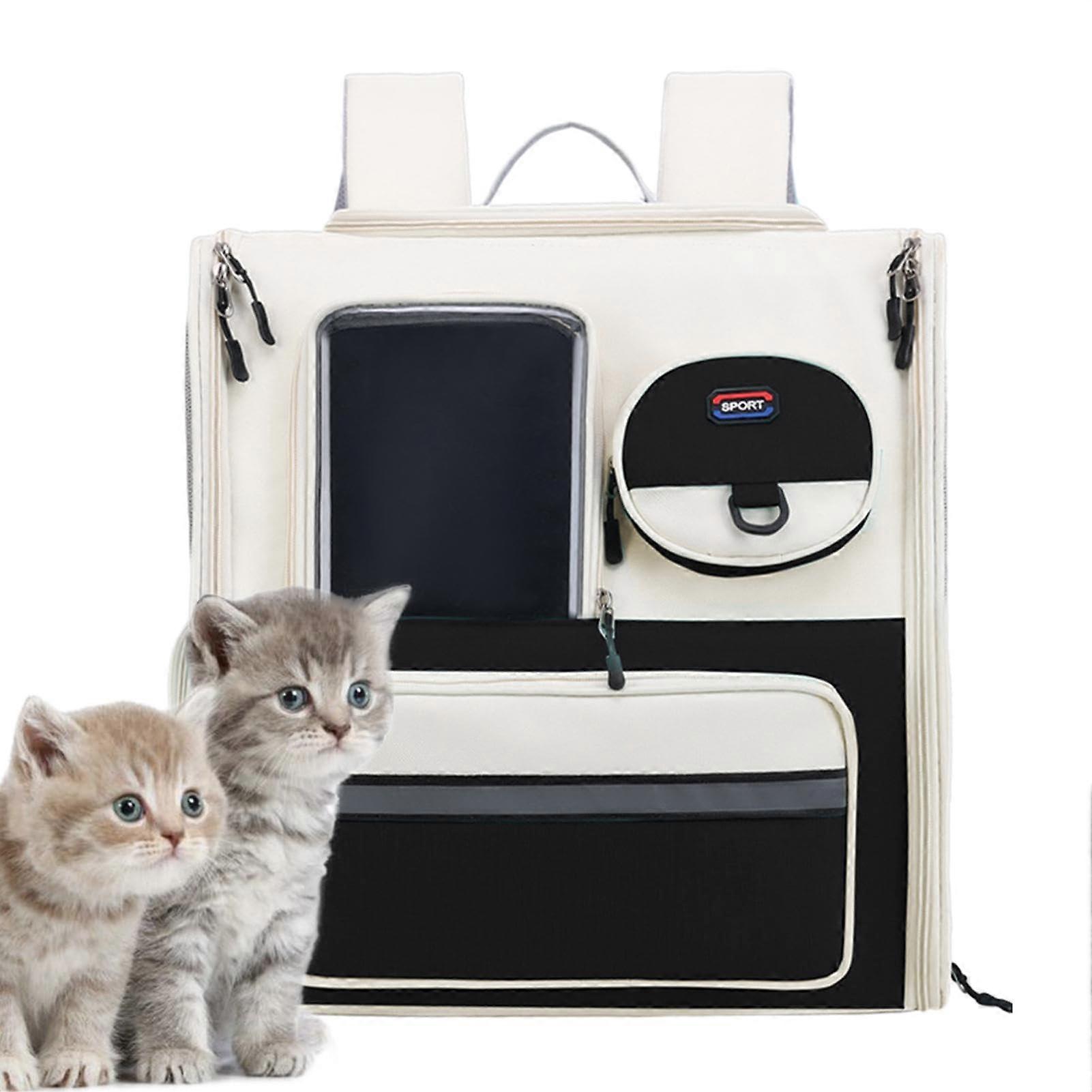 Cat transport carrier, easy to use, portable for small and large cats, black.
