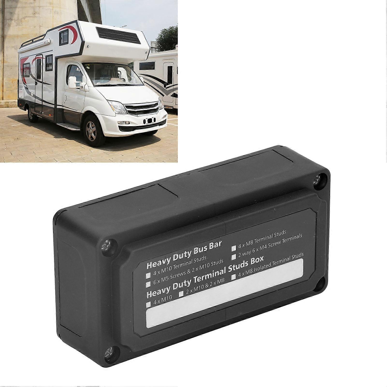 Power Distribution Block M8 Screw Terminal Bus Bar DC 48V 300A for Automobile Boat Black 