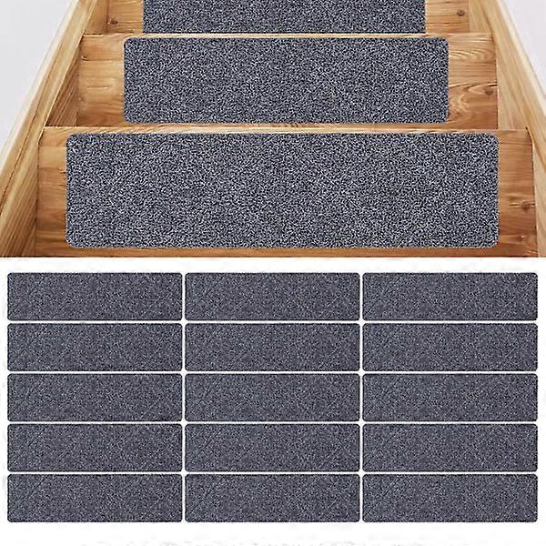 15PCS Stair Tread Mat Non-Slip Soft Carpet Rugs European Style Pattern Stair Step Mat Rug for Wooden Steps Basement Staircase [B]