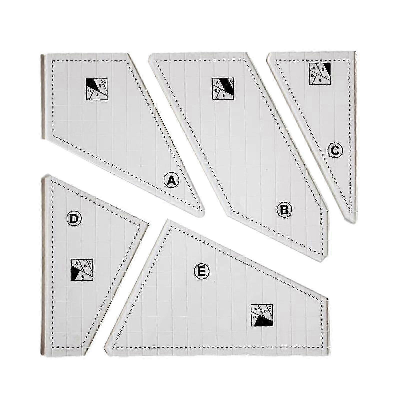 Creative Quilting Cutting Template Acrylic Hand Patchwork Ruler Diy (1set 5pcs) YVL