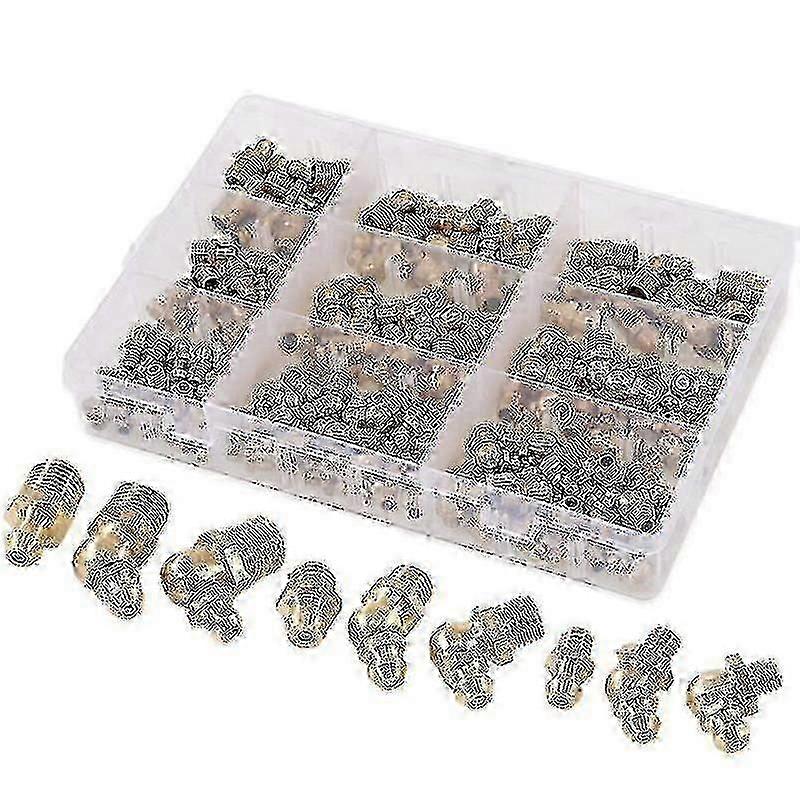 145Piece Metric Brass Hydraulic Grease Fitting Kit with Comprehensive Assortment