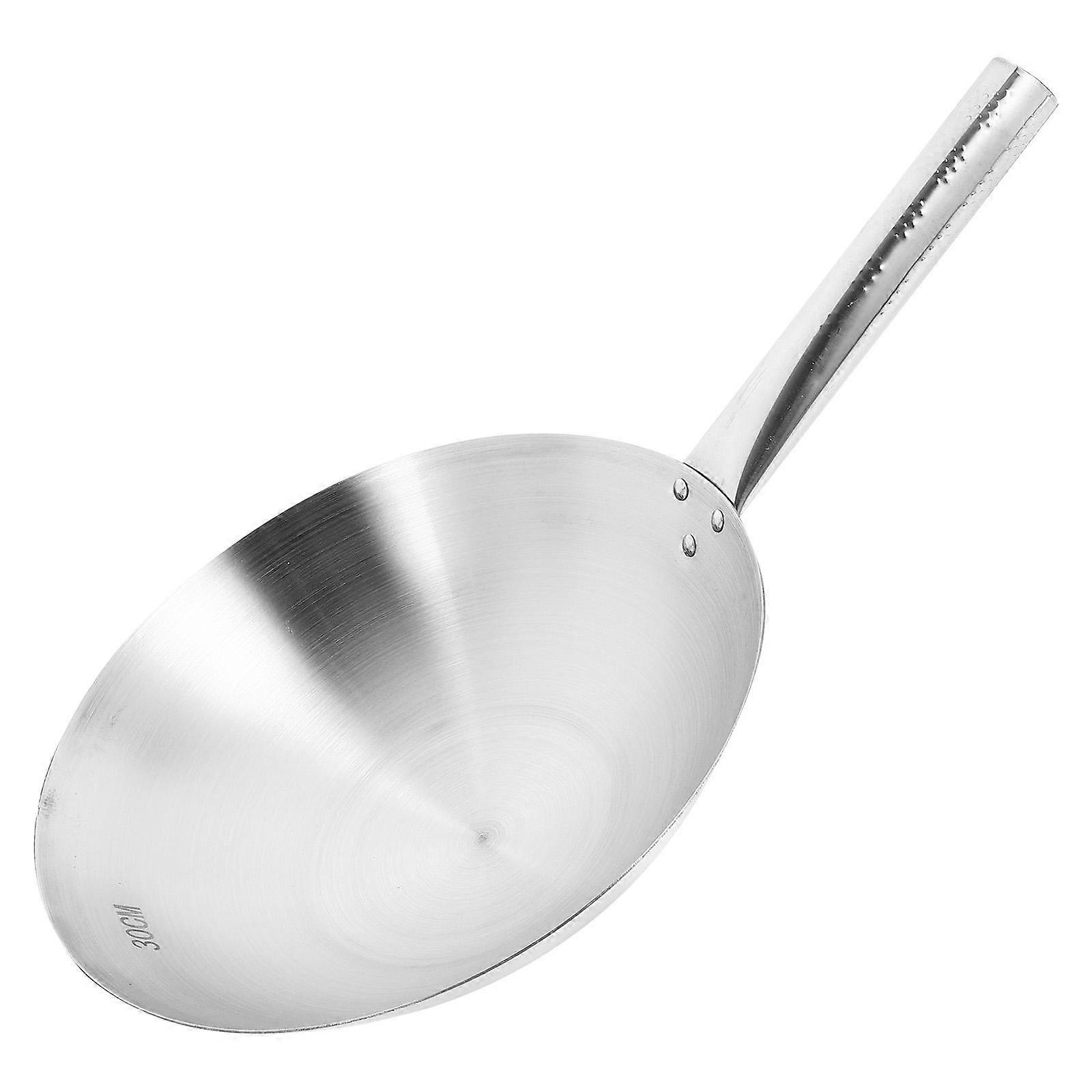 Stainless Steel Wok Pan with Flat Bottom for Gas and Induction Stoves – , Versatile Frying Pan for Home and Restaurant Kitchens