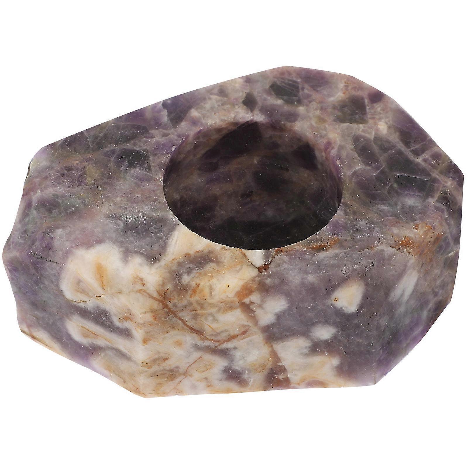 Crystal Candle Holder Romantic Decorative Candlestick with Natural Amethyst for Bedroom, Home, Wedding, Anniversary, and Aroma Candle Display