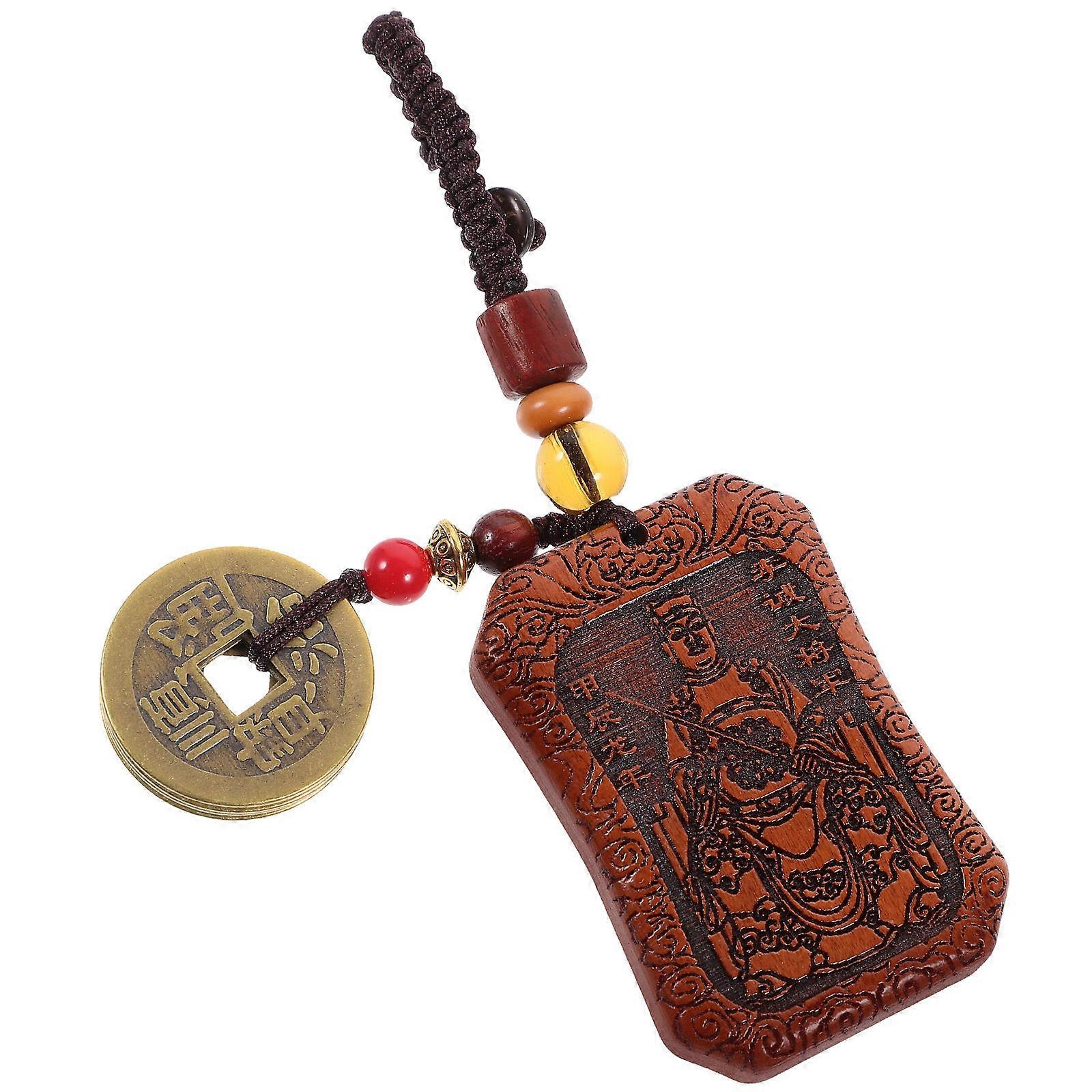 Keychain Pendant Peach Wood Taisui Decorative Keychain Birthday Parties Festivals 9.50X3.10X1.00CM 1Pack